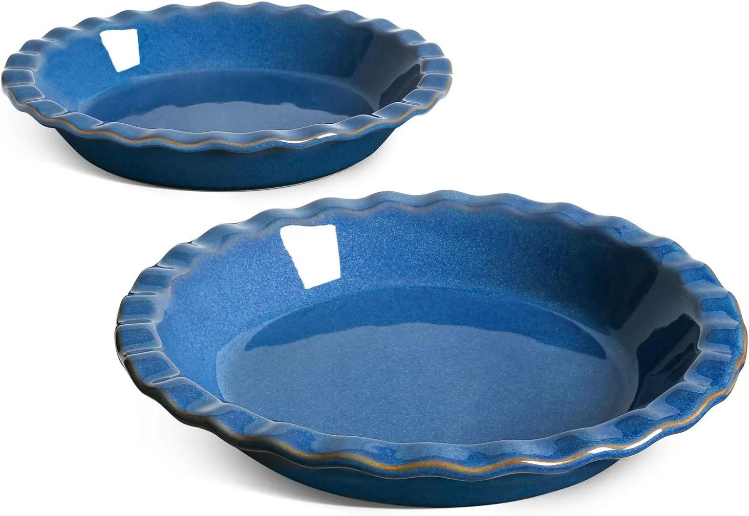 Versatile LE Tauci Ceramic Pie Dish for Baking 9 Inches Pie Pan for Apple Pie Pecan Pie 36 Ounce Pie Plate Set of 2 Ceylon Blue Solid