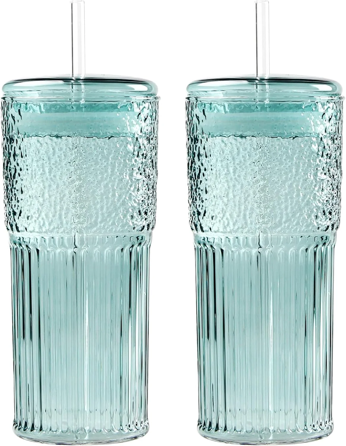Excellent Gosche Glass Coffee Cups with Lids and Straws 20oz High Borosilicate Drinking Jar Water Cups Glass Tumbler for Tea Coffee Milkshake Green 2 Pcs Consistent