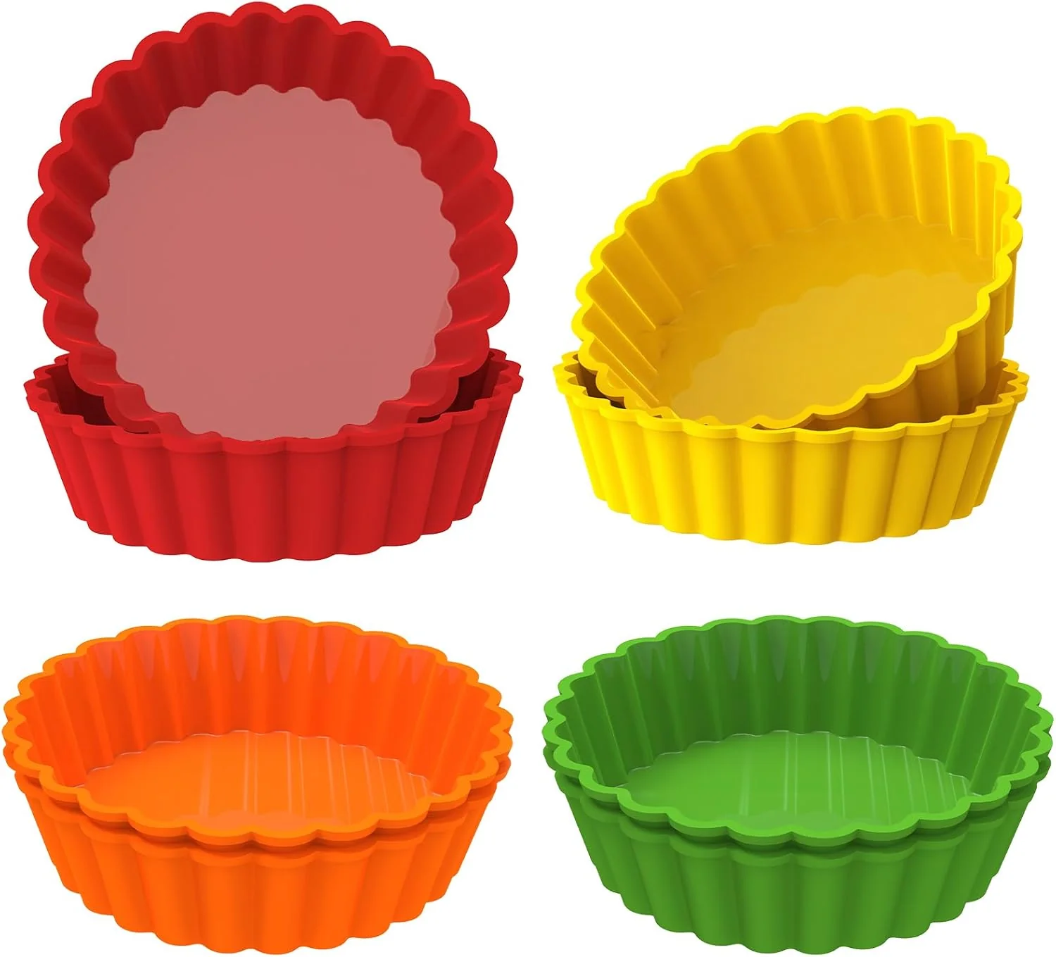 Expertly Made Webake Silicone Mini Tart Pan 4 Inch Non-stick Mini Quiche Molds Small Pie Baking Pan Tart Molds for Baking Pack of 8 Trusted