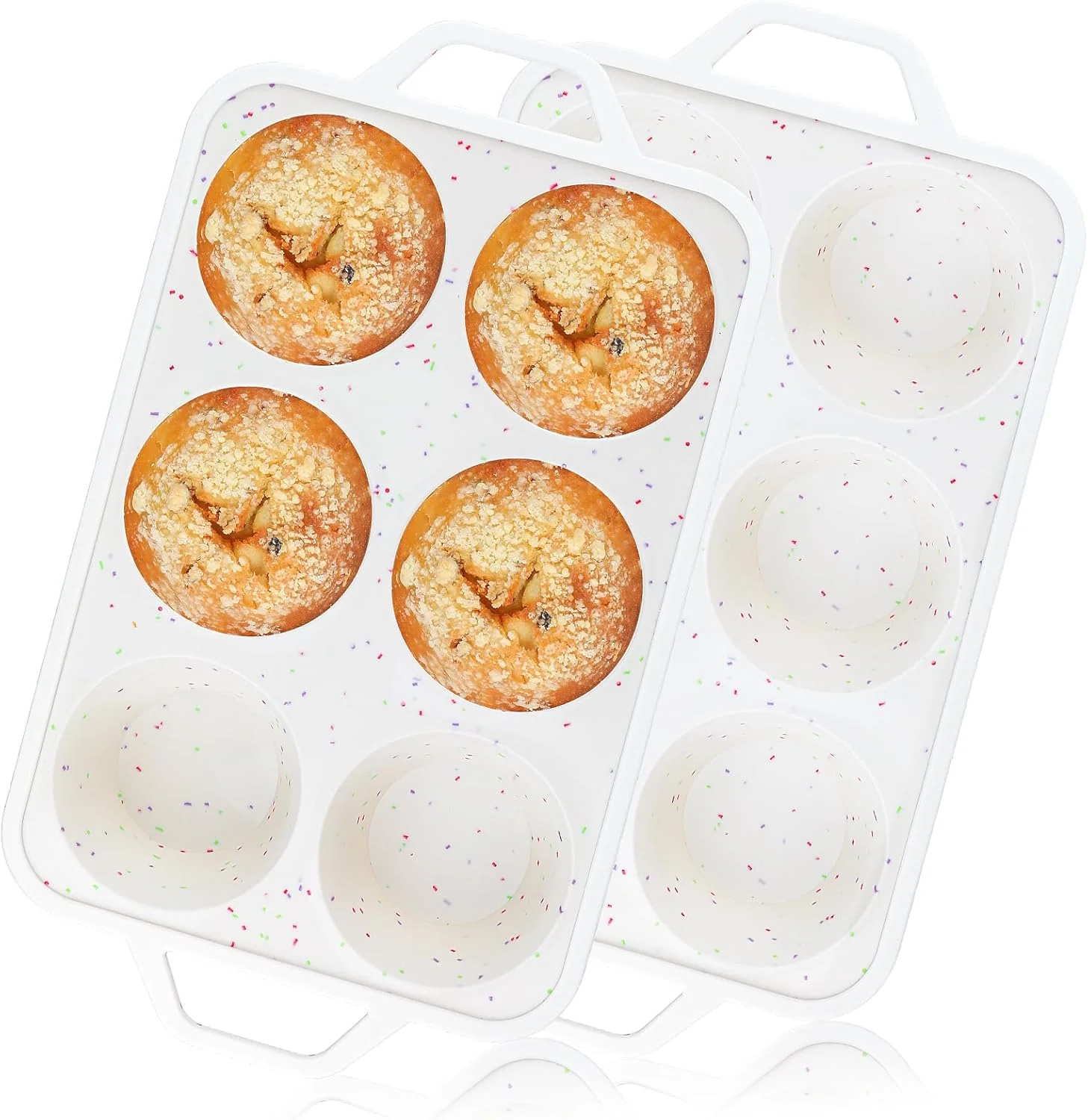 Functional Vinino Jumbo Muffin Pan with Metal Reinforced Frame-2Pack Silicone Cupcake Pan for Baking 6 Cup Jumbo Size BPA Silicone Muffin Tray Certified