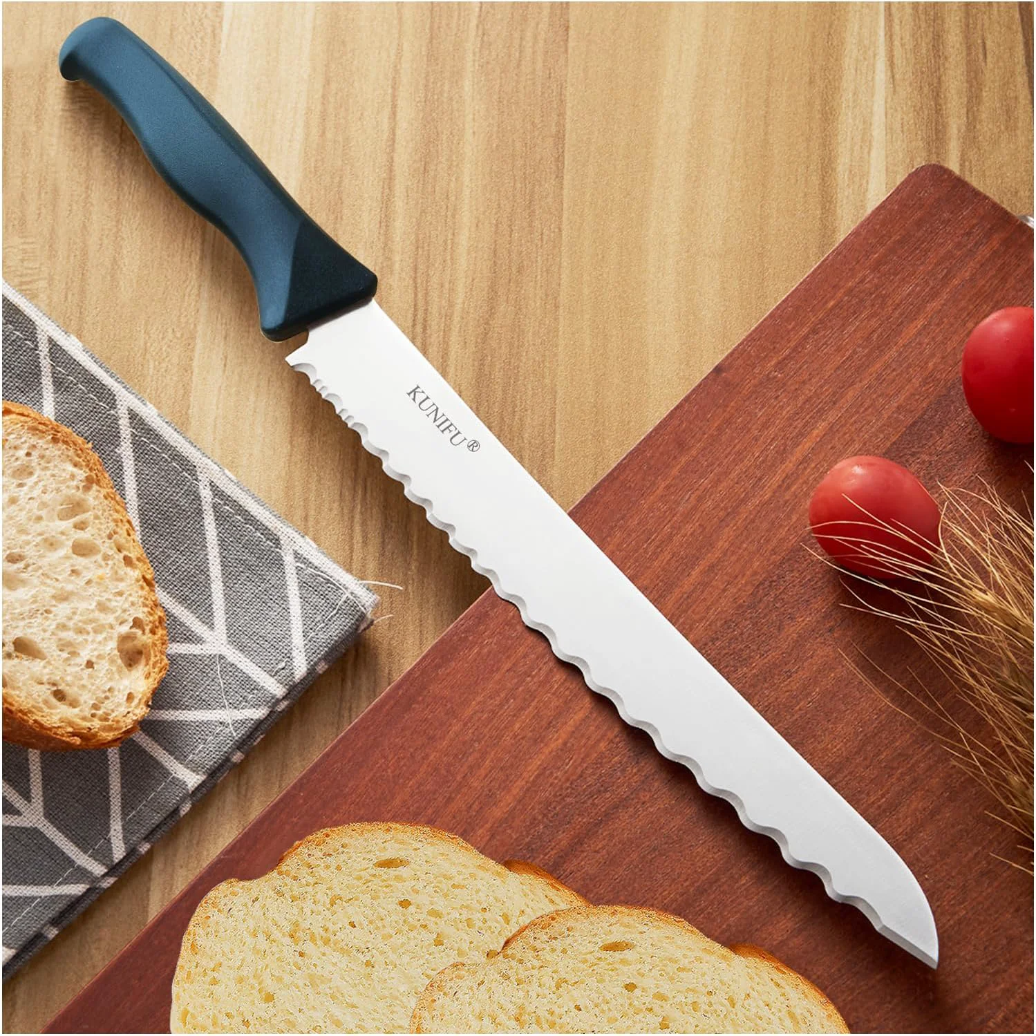 Sophisticated KUNIFU Bread Knife 9.0 Inch Serrated Knife For Homemade Bread Bread Slicer For Sourdough Cake Bagels Easy-to-Use