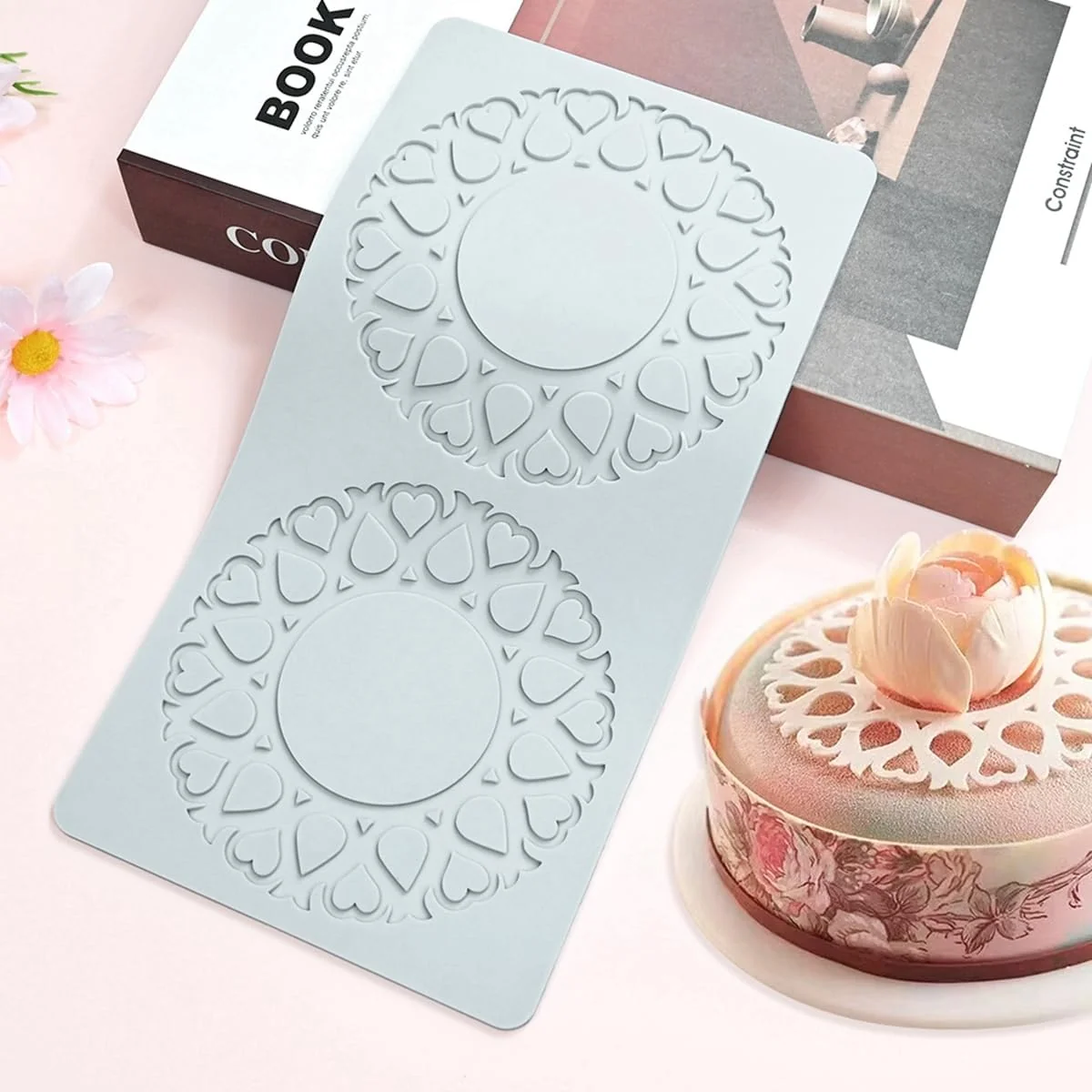 Efficient Tuke Hollow Tulip Flower Shape Sugar Craft Silicone Pad French Dessert Lace Mat Fondant Cake Mold Cupcake Decorating Silicone Mould E_ Tulip Flower Unique