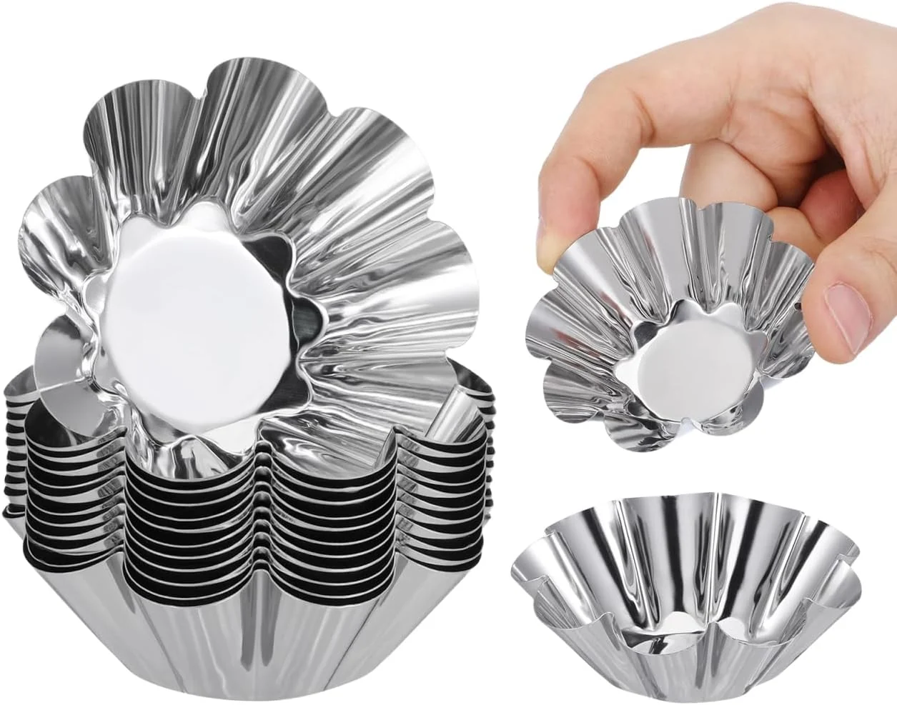 Optimized Mikinona 12 Pack Flower Tart Pans Non Stick Tart Mold Set 2.40 X 2.40 X 0.90 in Reusable Baking Molds for Egg Mini Cupcake Muffin Diy Desserts and Party Use Premium