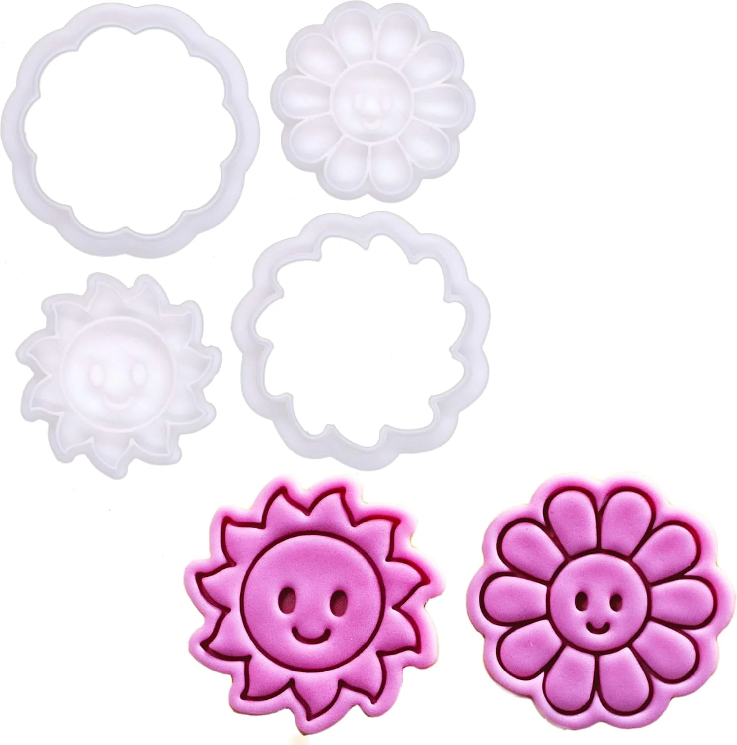 Safe Bakerlogy Happy Days - Mini 2 Cookie Cutter Stamp Set - Happy Daisy Happy Sun Design for Easter Summer Spring Cookies Dependable