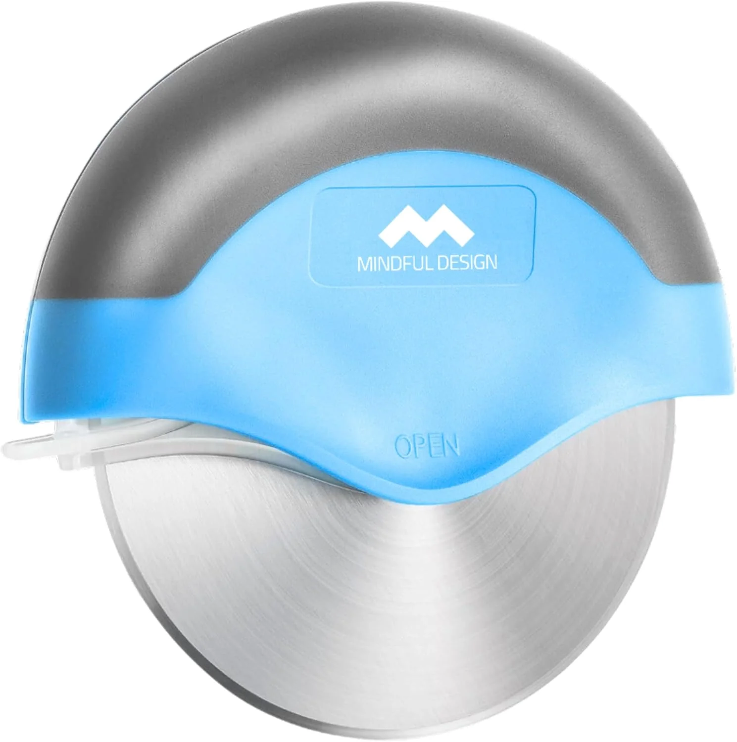 Outstanding Mindful Design Pizza Cutter Wheel with Protective Blade Cover Easy to Clean and Dishwasher Safe Ergonomic Pizza Slicer Blue Elite