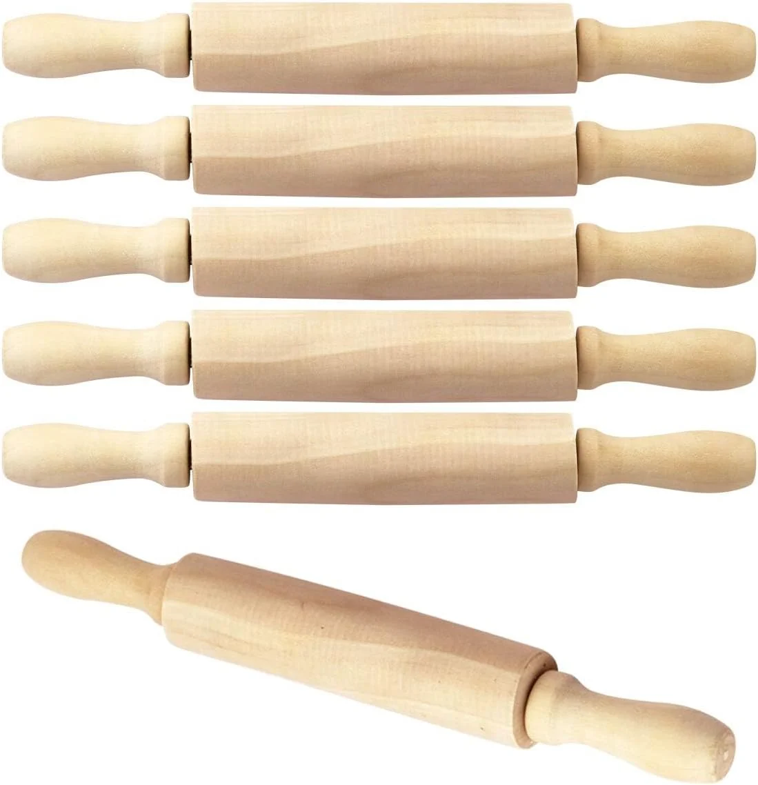Flexible Billioteam 6 Pack 8 Inch Mini Wood Rolling Pin Great for Children Kids Girls and Boys Small Wooden Rollers for Art and Crafting Baking Cookie Dough Traditional