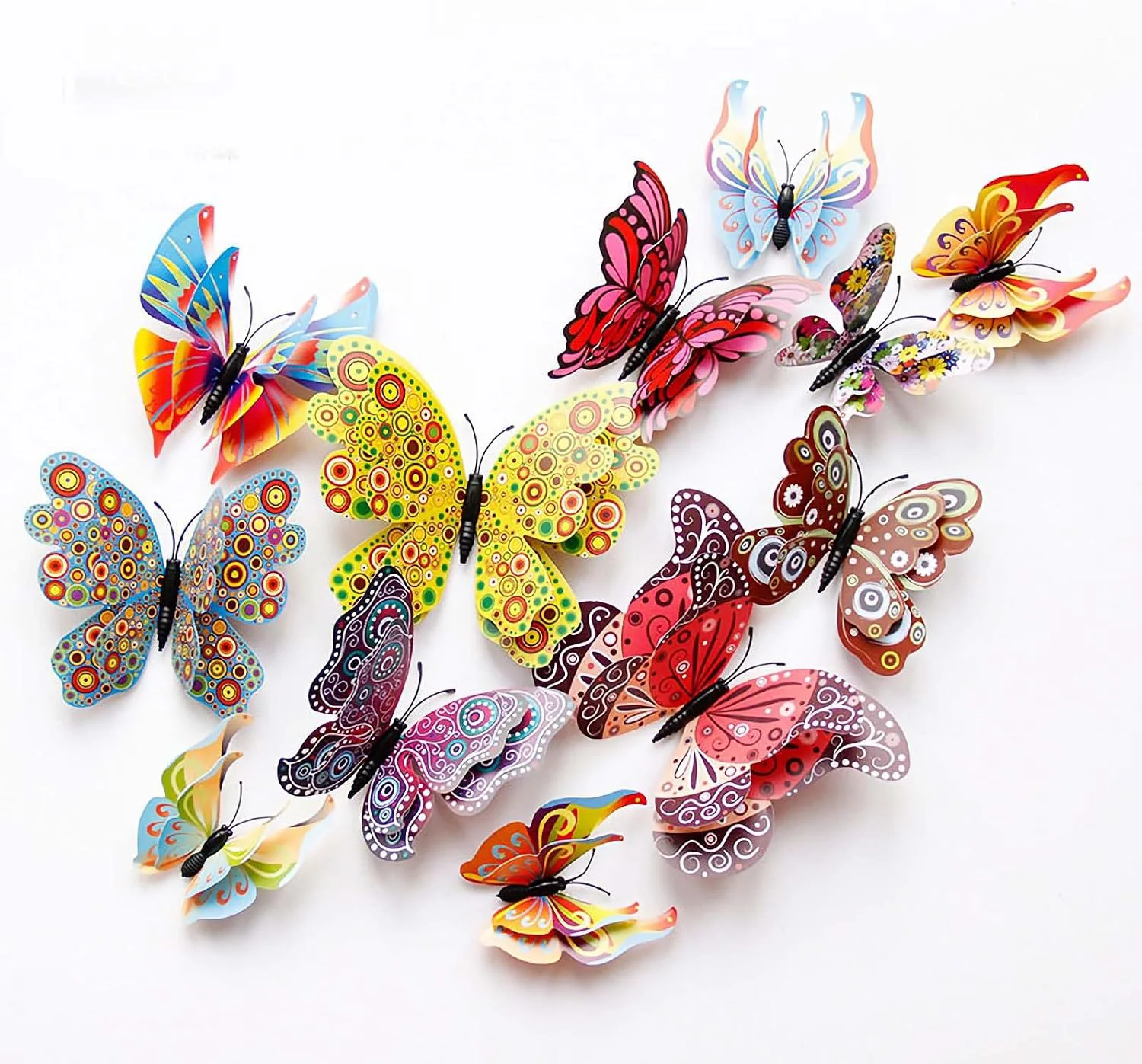 Premium Material OPSEAM 3D Butterfly Wall Decor Butterfly Decorations Stickers with Magnets 24 PCS Circl 12 Styles Double Layer Butterfly for Classroom Decoration Locker Refrigerator Reusable Waterproof Detailed