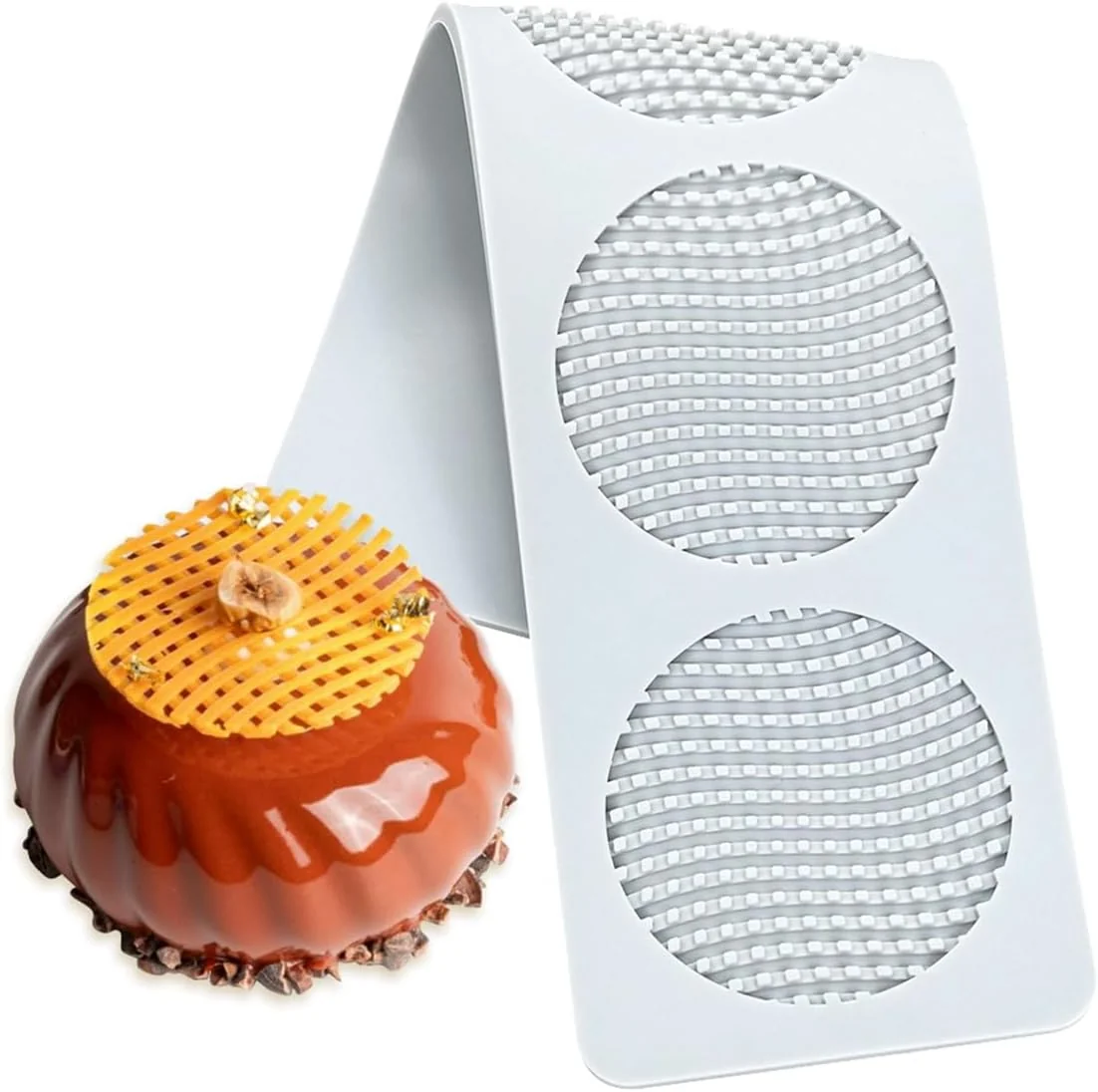 World-Class Tuke Honeycomb Lace DIY Cake Decor Silicone Mold Beehive Candy Biscuit Ice Baking Mould Round Chocolate Making Tools F_ Honeycomb Superior