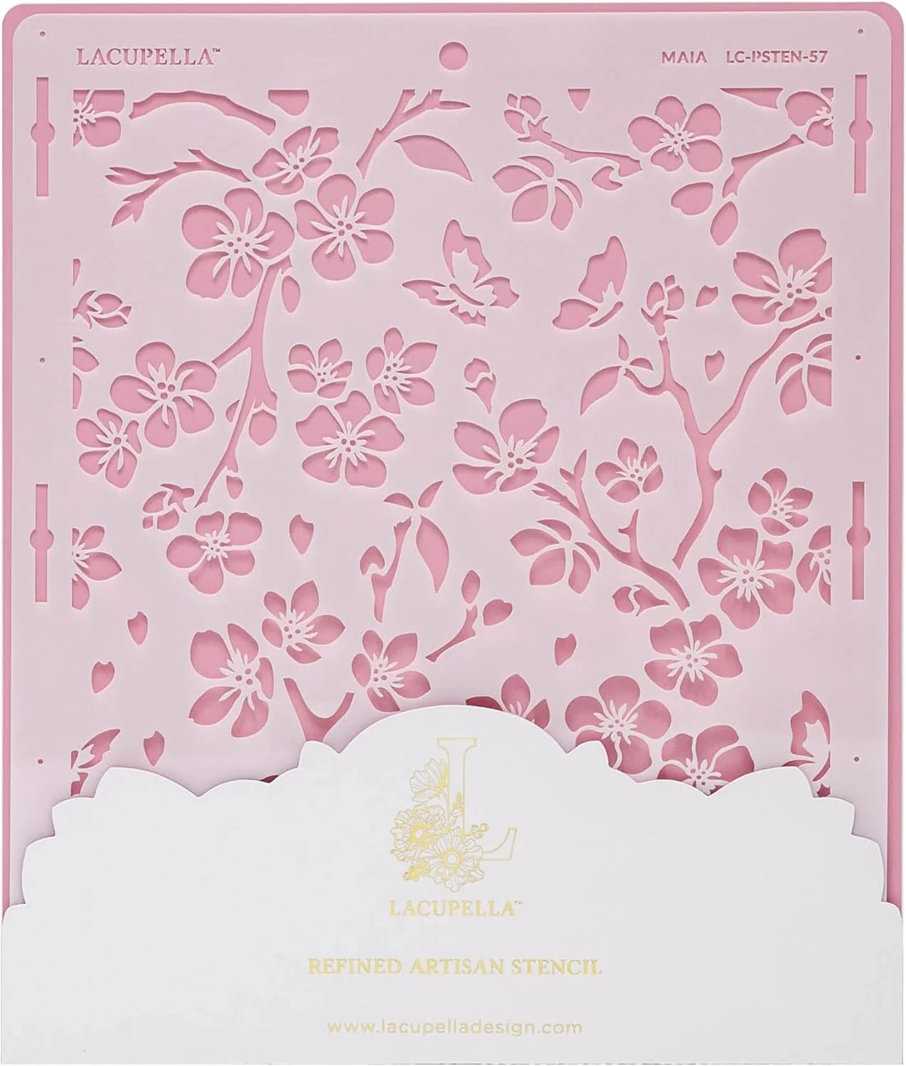 Authentic Large Cake Decorating Stencil Maia Sakura Leaves Pattern World-Class