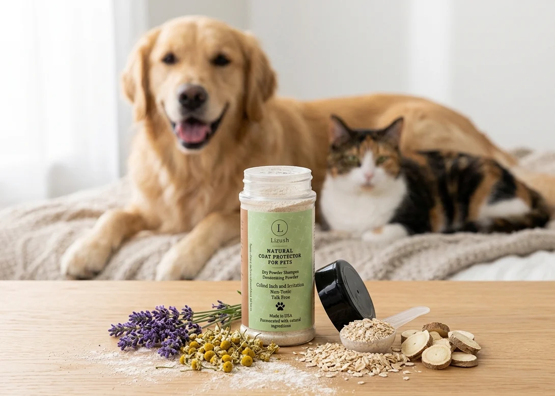 Recyclable Natural Coat Protector for Dogs Cats – Grooming Powder Sophisticated