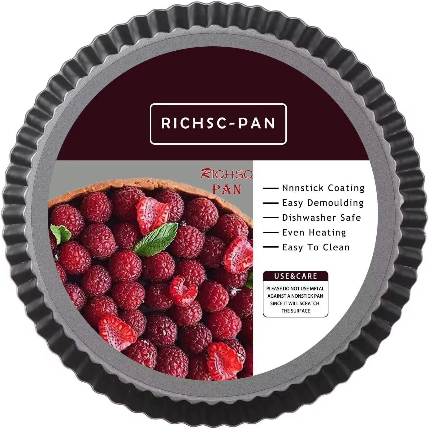 Dependable RICHSC-PAN Tart Pan 10 Inch Tart Pan Carbon Steel Round Non-Stick Pan. Original