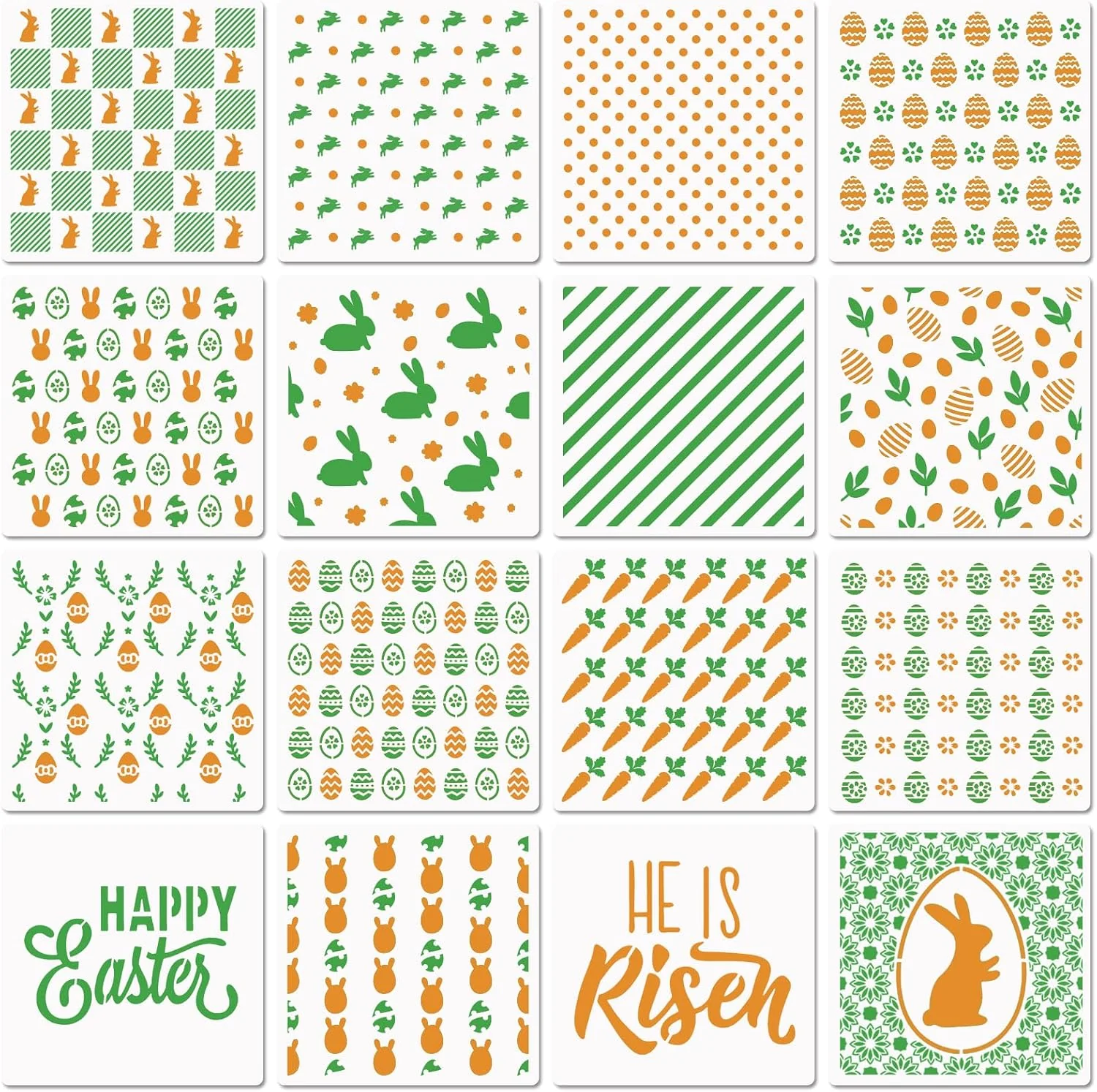 Prestigious 6in Easter Cookie Stencils for Royal Icing Eggs Carrot Rabbit Face Bunny Shapes 16 Pcs Assorted Sizes Easter Eggs Stencils for Baking Drawing Dessert Coffee Decoration Specialty