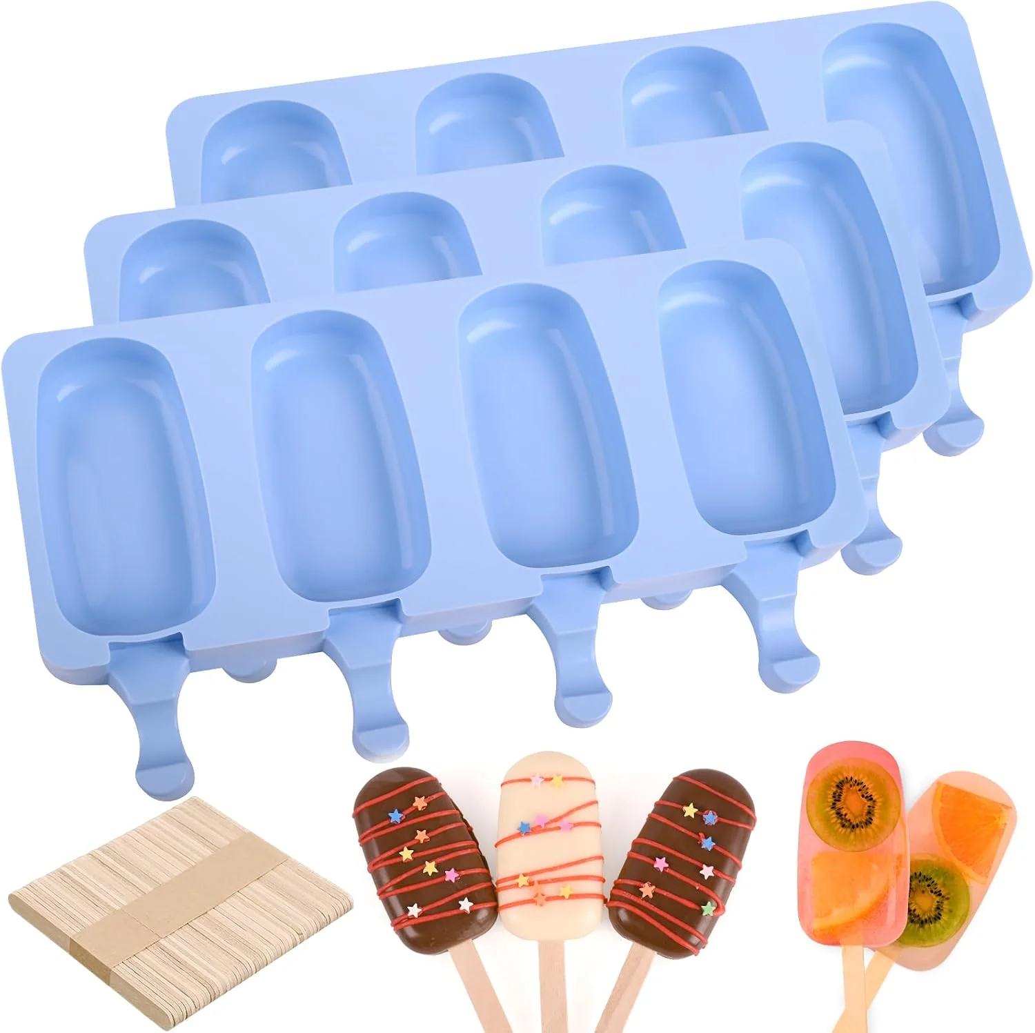 Practical Sakolla 3 Pack Large Silicone Popsicle Molds with 150 Pcs Wooden Sticks Trusted