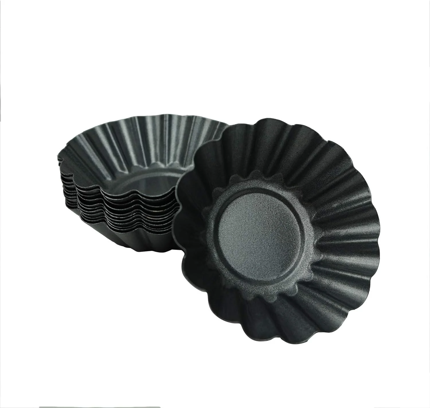 Reliable 12 Pack Egg Tart Pan Small Nonstick Carbon Steel Tartlet Tins Secure