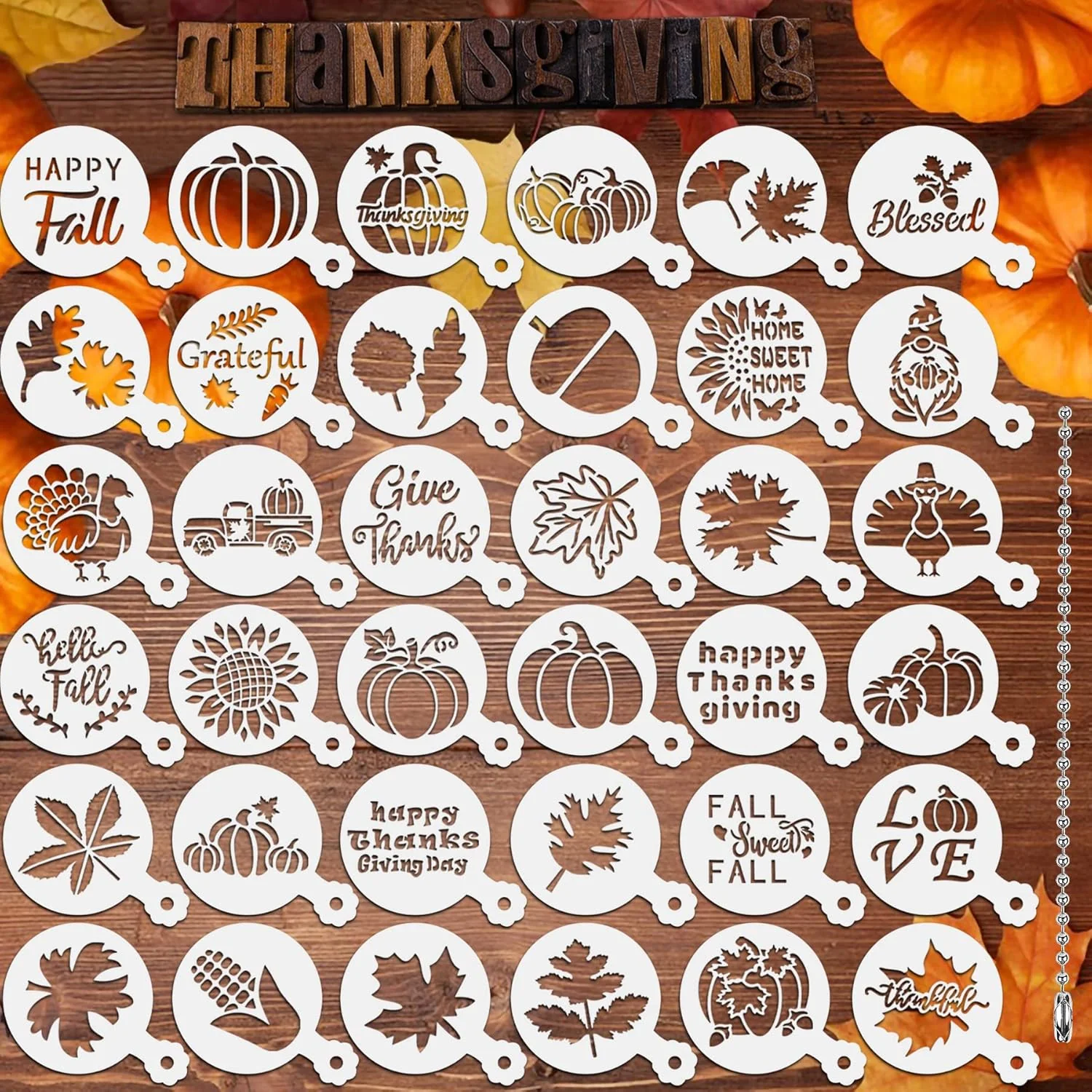 Consistent Julbear 36 Pieces Thanksgiving Stencils Fall Reusable Cookie Cake Stencils Templates Mold Tools for Decorating Autumn Holiday Cake DIY Baking Flexible