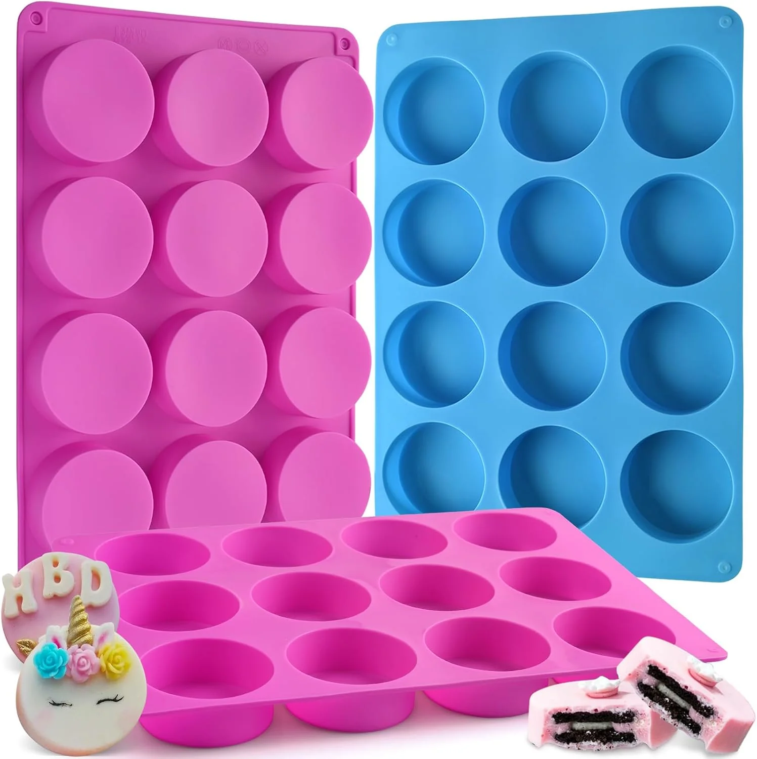 Exceptional Sakolla 3 Pcs Round Chocolate Cookie Molds 2.1 Inch Cylinder Silicone Mold Breathable