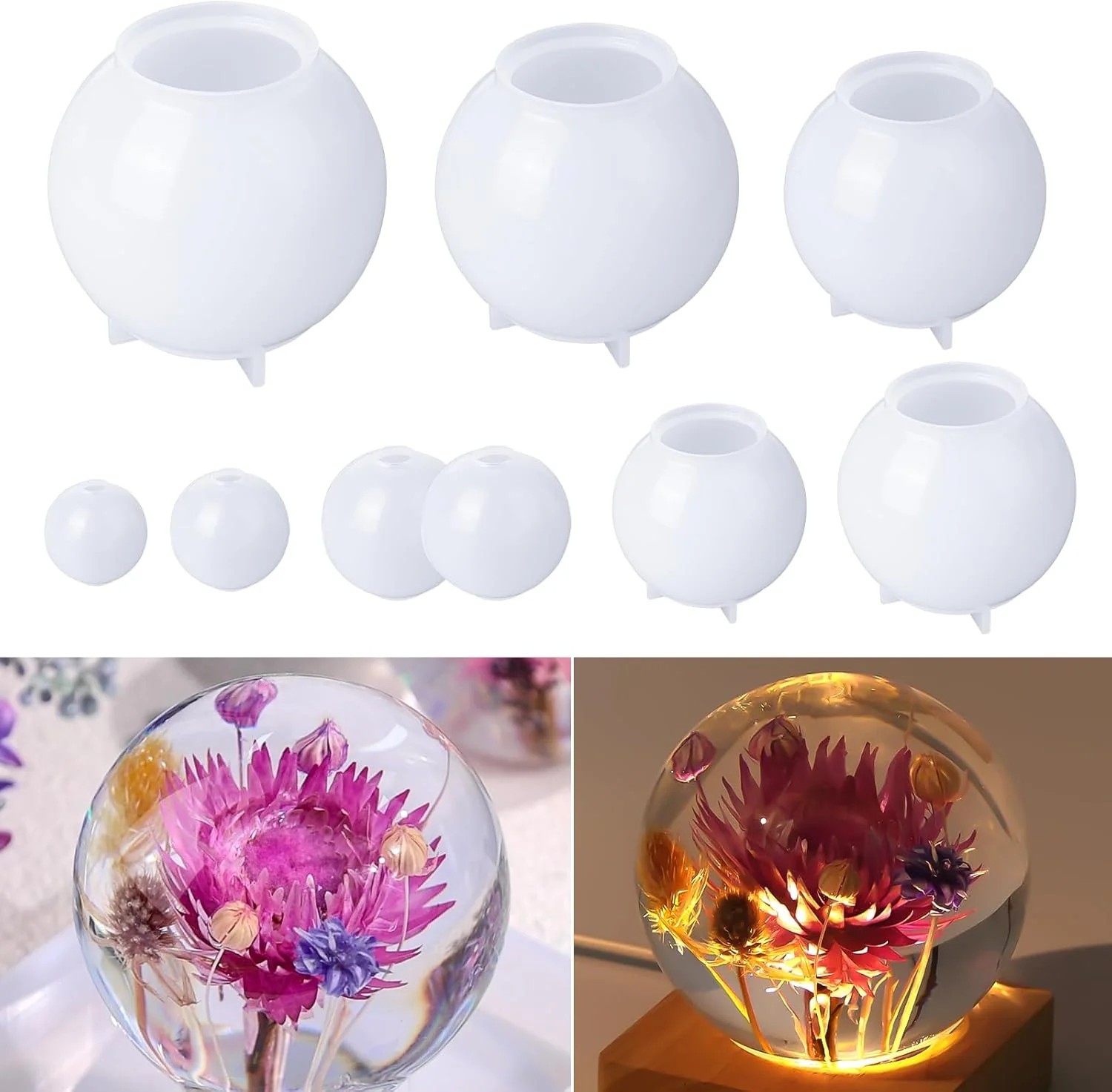 Classic LET'S Resin 9 Pcs Sphere Silicone Molds for Resin Upgraded Seamless 3D Sphere Resin Molds Silicone World-Class