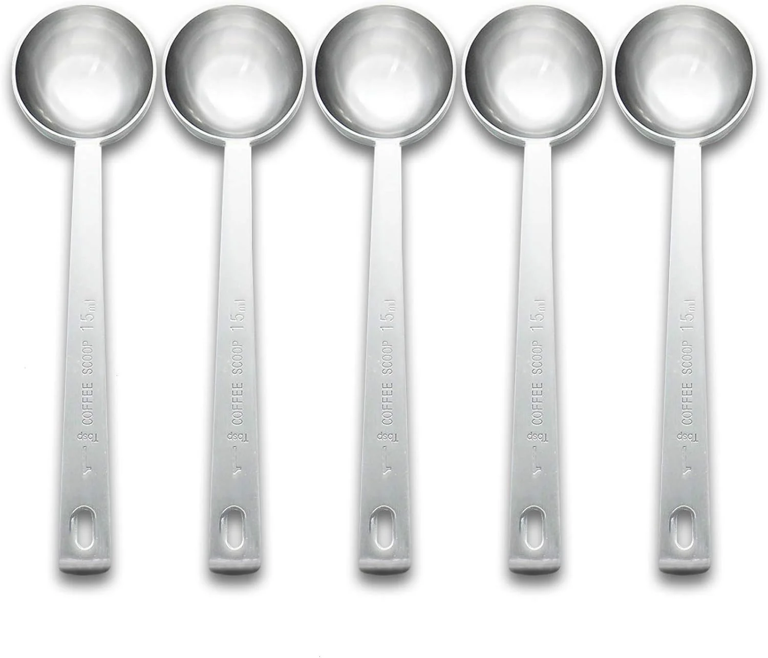 Clean Timoo Coffee Measuring Scoop 1 Tablespoon long handle Stainless Steel spoon for Coffee Milk Powder Fruit Powder Set of 5 Efficient