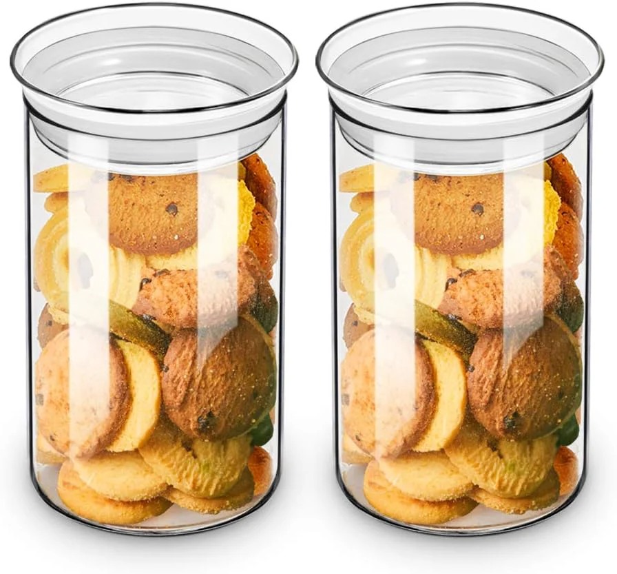 Official Zens 37oz Glass Jars Set of 2 Clear Glass Kitchen Canisters with Airtight Lids Wide Mouth Glass Storage Containers for Ce Coffee Beans Contemporary