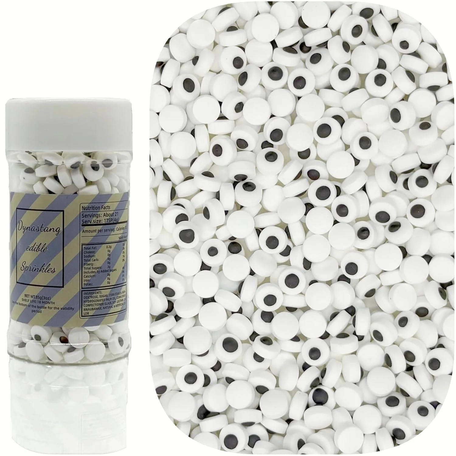 Superior Dynastang 7mm Mini Eyes Sprinkles Halloween Edible Eyes Cake Decoration Cupcake Toppers Cookie Decorating for Cakes Cupcakes Desserts Toppings 3OZ Genuine