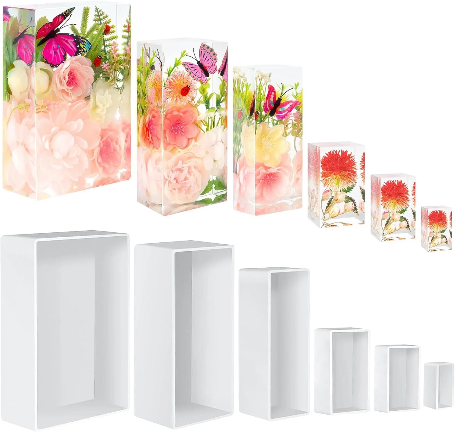 Trusted Large Resin Molds Silicone 6PCS Rectangular Cube Silicone Molds for Resin Epoxy Resin Casting Craft Mold for Flower Preservation Bookends DIY Art Powerful