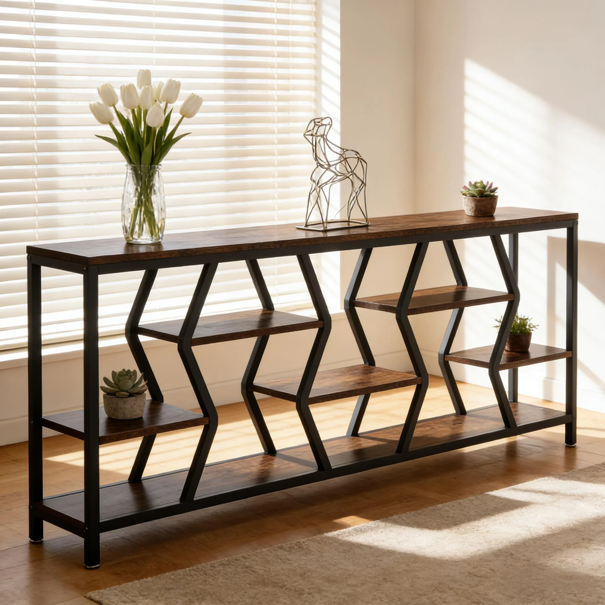 Solid Durable Sofa Console Table with Generous Storage Artisan
