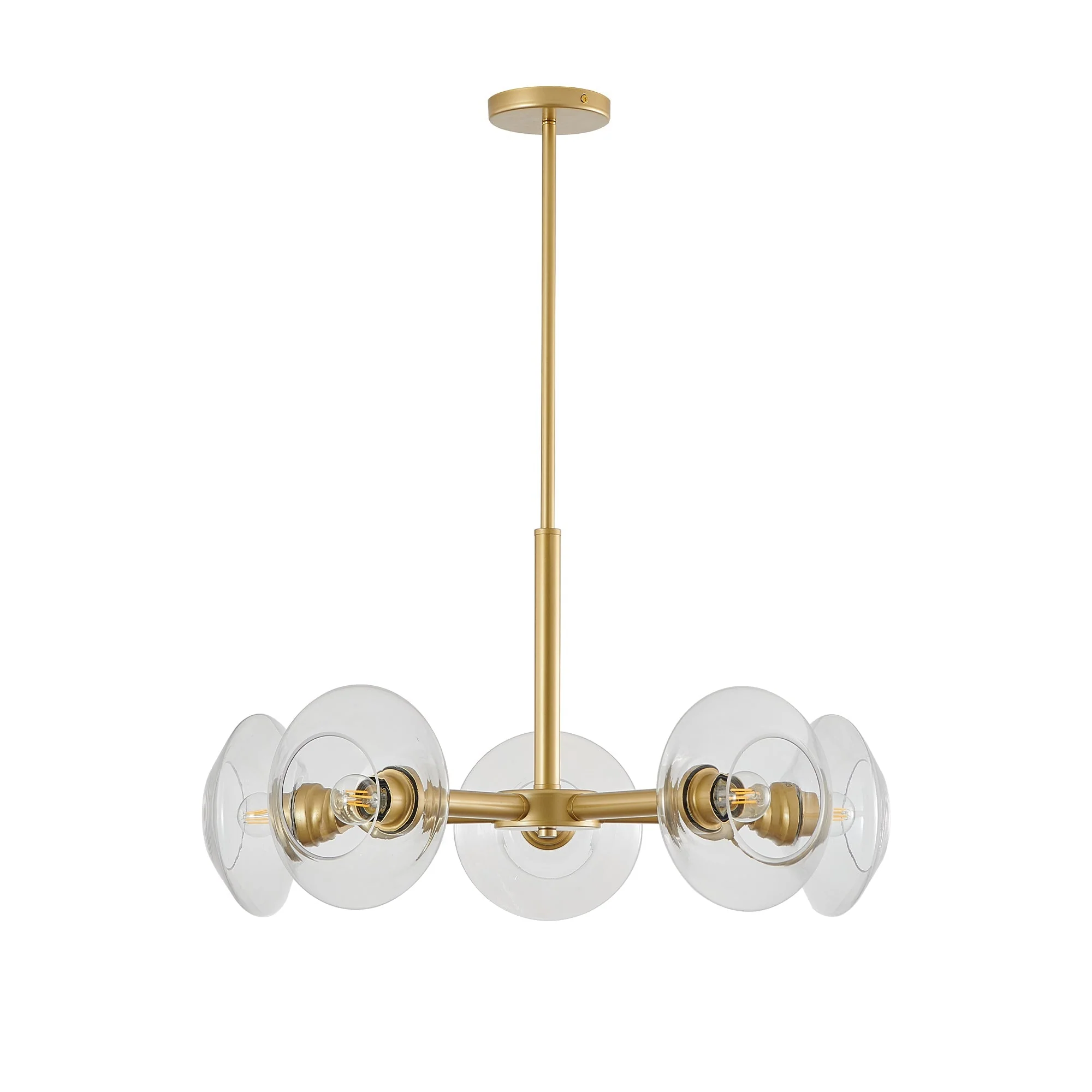 Smart 26 Modern Gold 5-Light Sputnik Chandelier with Clear Glass Shades Trusted