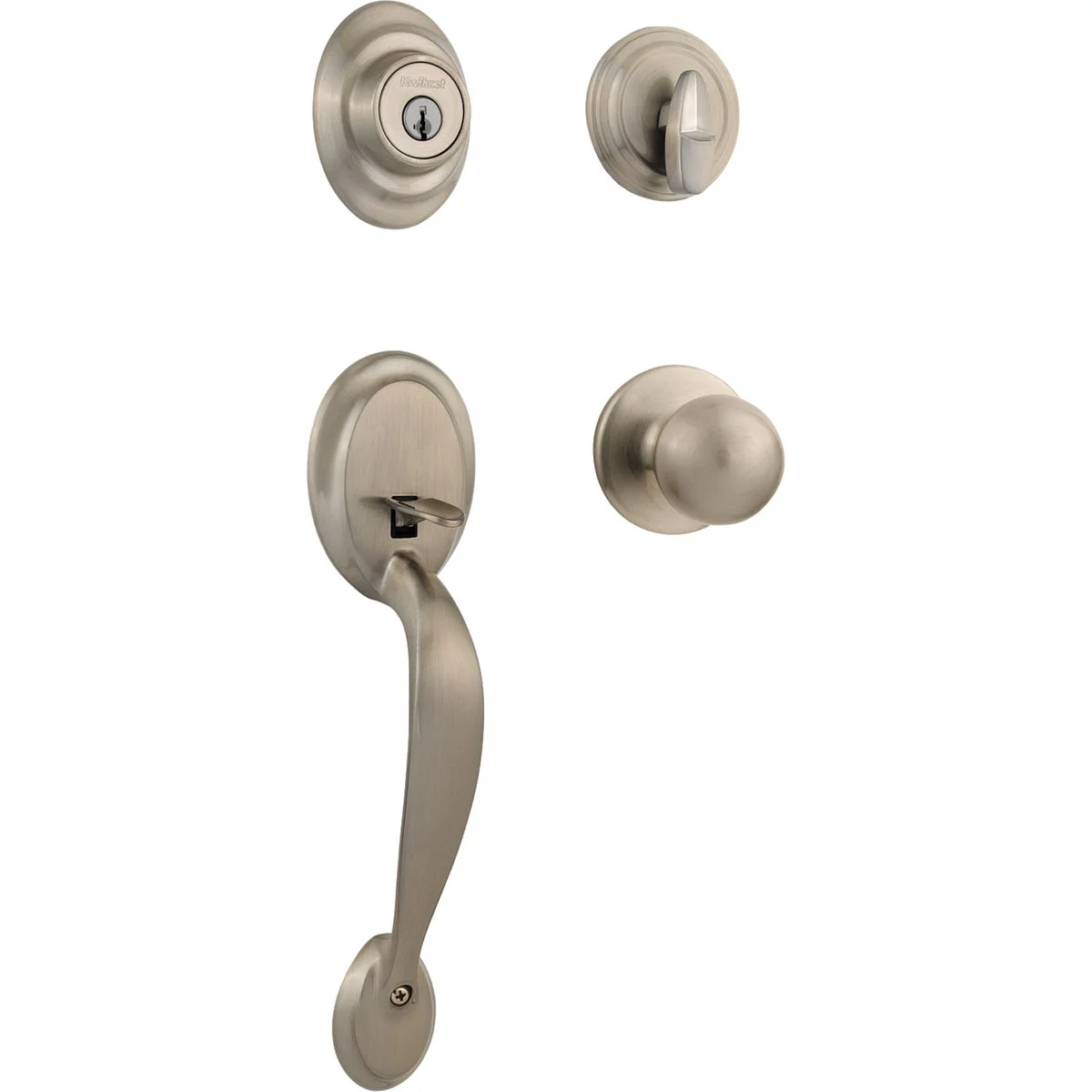 Relaxed Kwikset Satin Nickel Entry Door Handleset with Smartkey Superior