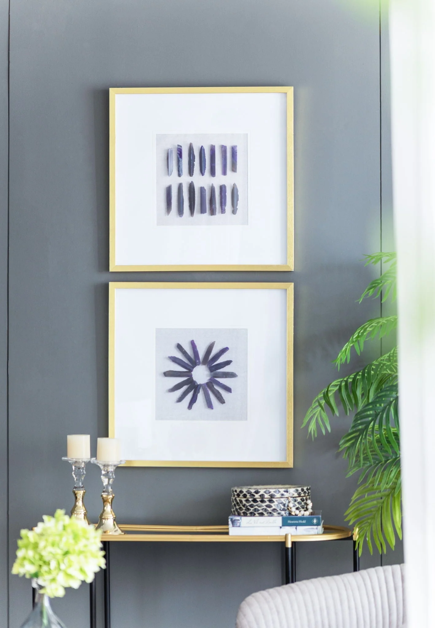 Green Grace Purple Agate Shadow Boxes Wall Art Set of 2 - Multicolor Powerful