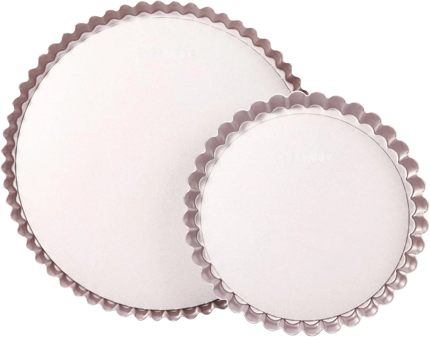 Fast Chefmade Tart Pan Set 7 and 9 Round Pie Pan with Removable Loose Bottom Non-Stick Carbon Steel Quiche Pan for Oven Baking Fine