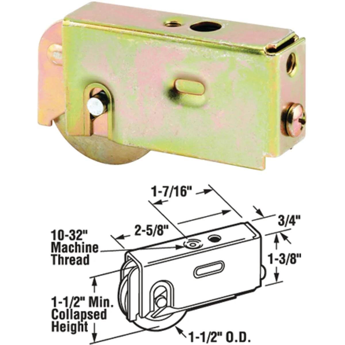 Versatile Prime-Line 1-1 2 In. Dia. x 3 4 In. W. x 2-5 8 In. L. Steel Patio Door Roller with Adjustable Housing Assembly High-Quality