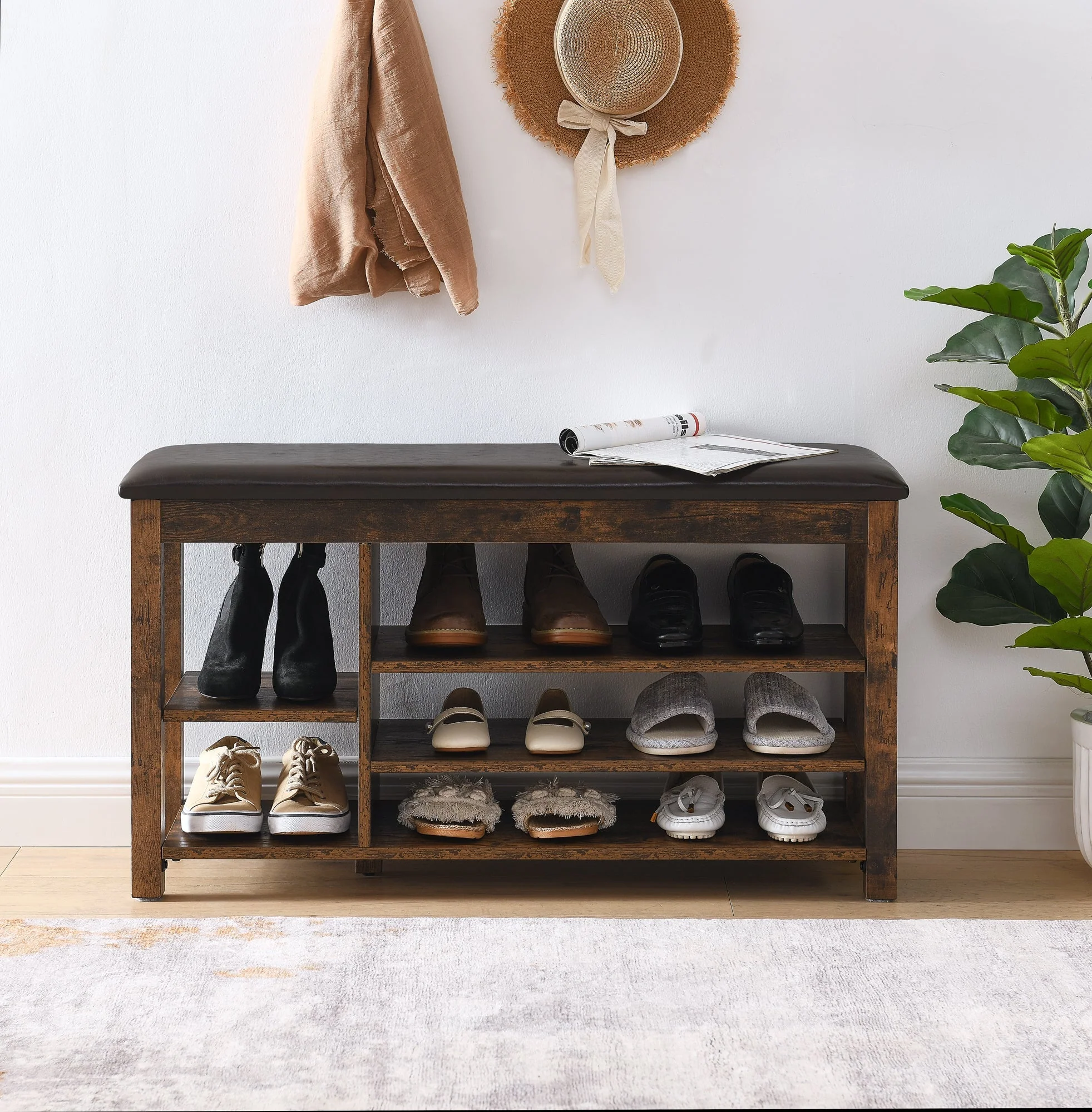 Lightweight Height-Adjustable Shoe-Changing Bench Modern