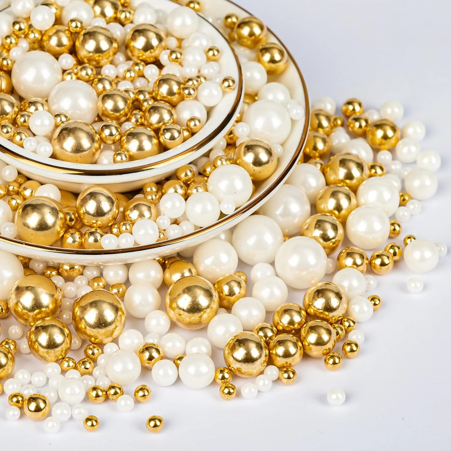 Reusable Twisweet Edible Pearl Sprinkles 130g Gold amp White Pearls Cake Decorations Edible sugar sprinkles for cake decorating cake toppers cupcakes cookies weddings birthdays Christmas amp New Year treats Soft