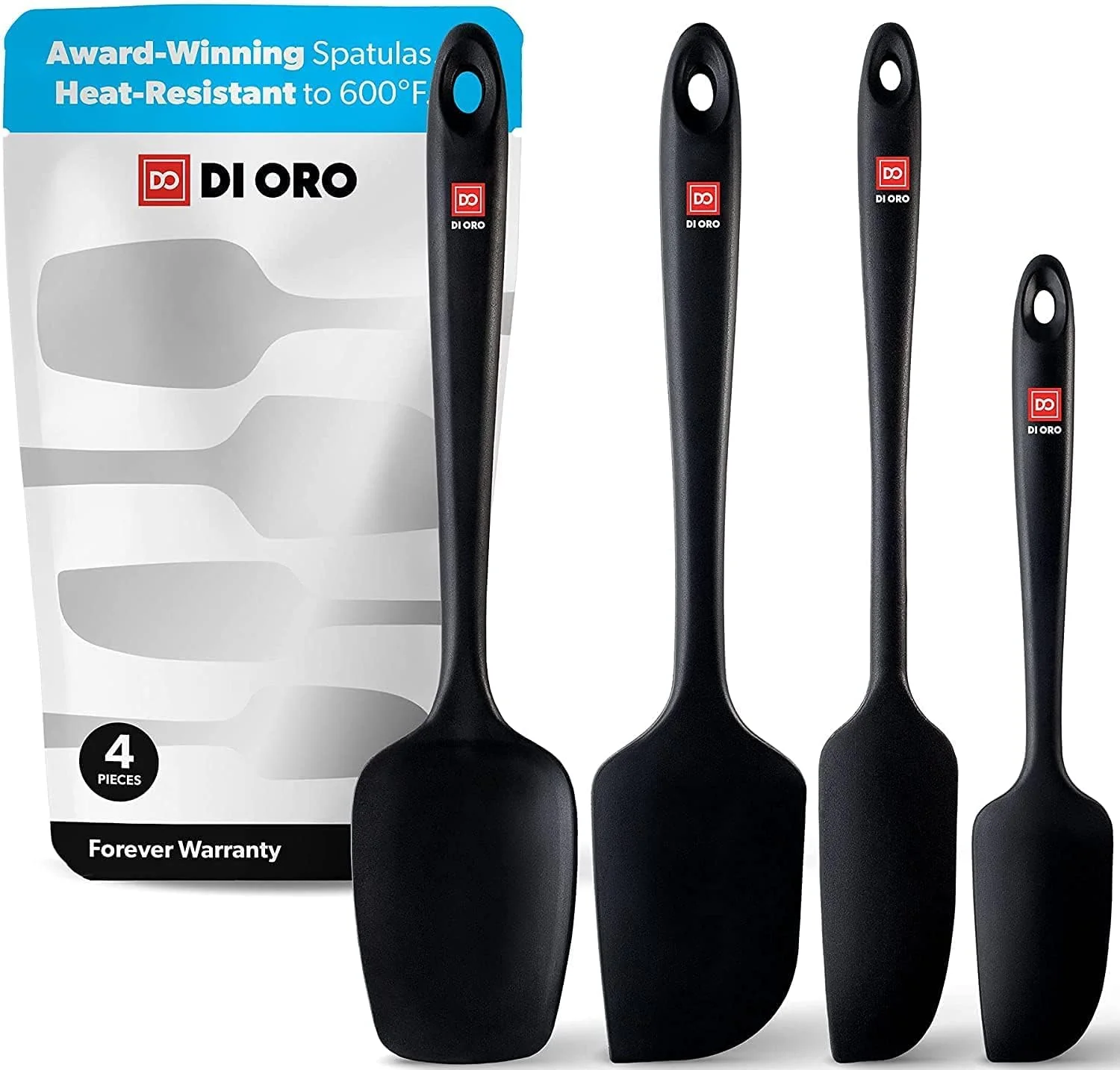 Premium DI ORO Silicone Spatula Set - Rubber Kitchen Spatulas for Baking Cooking Mixing Classic