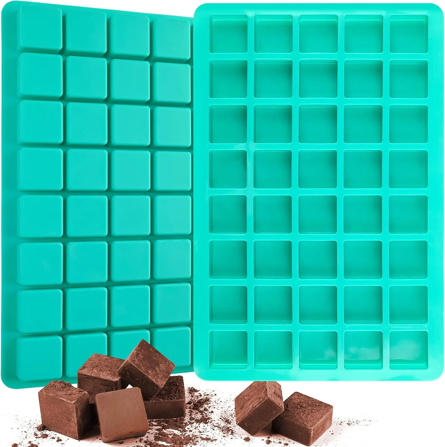 Smart Sakolla 2 Pack Caramel Candy Molds 40 Cavities Square Cube Silicone Molds for Chocolate Candy Ice Cubes Gummy Ganache Jelly Truffles High-Quality
