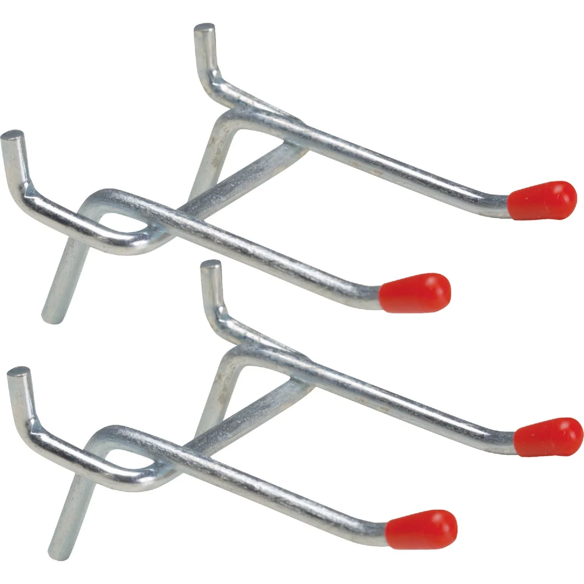 Exceptional 2 In. Double Arm Safety Tip Straight Pegboard Hook 2-Count Green