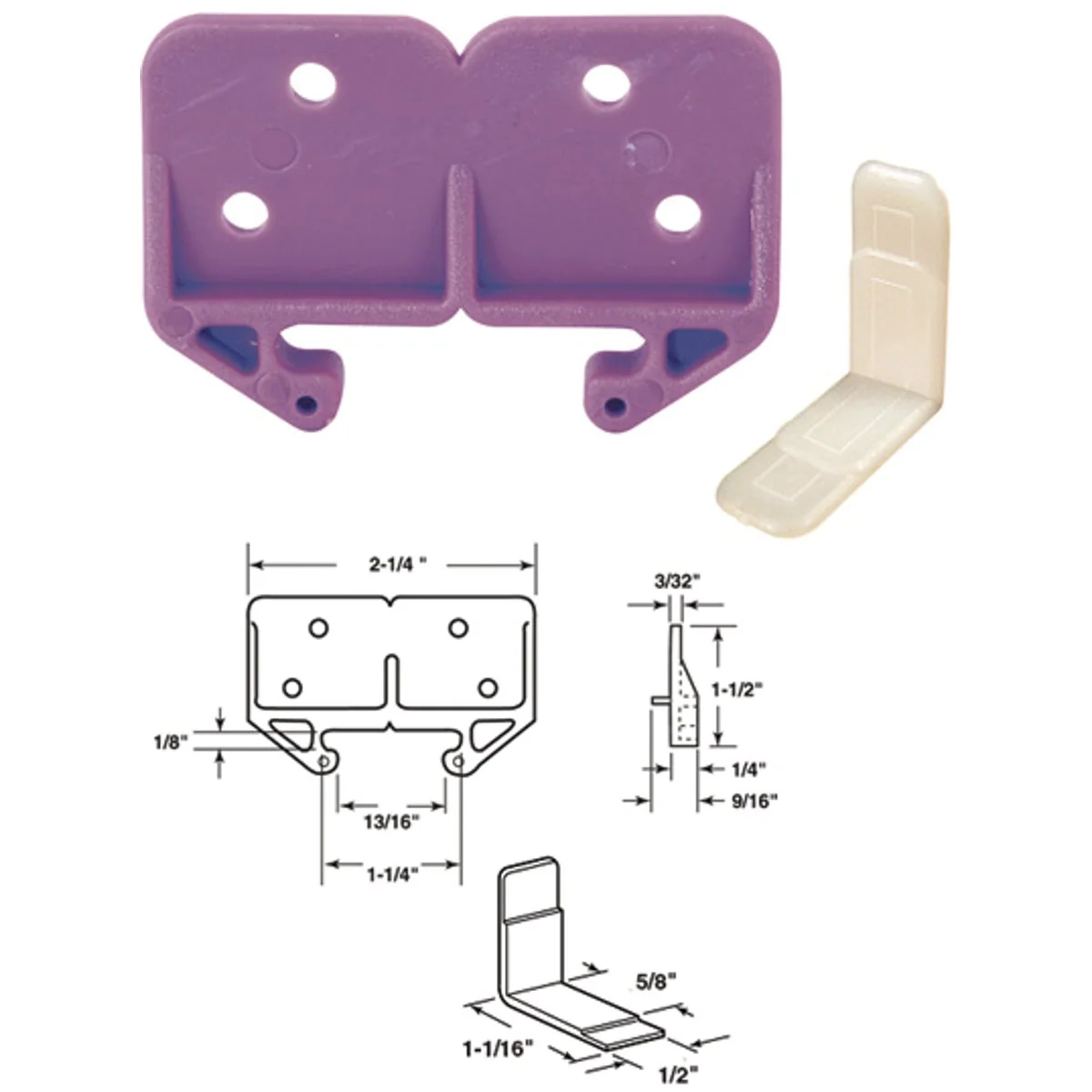 Practical Prime-Line Polyethylene Purple Track Guide for 1 8 In. x 1-1 4 In. Track 2-Count Professional