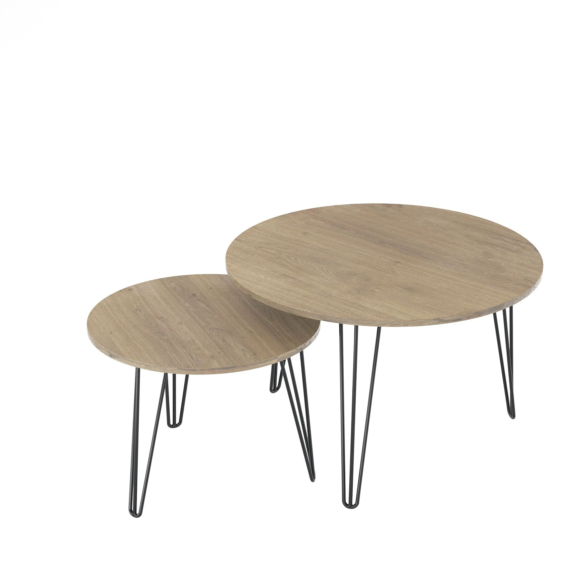 Casual Round Nesting Coffee Table For Living Room Set of 2 Fine Crafted