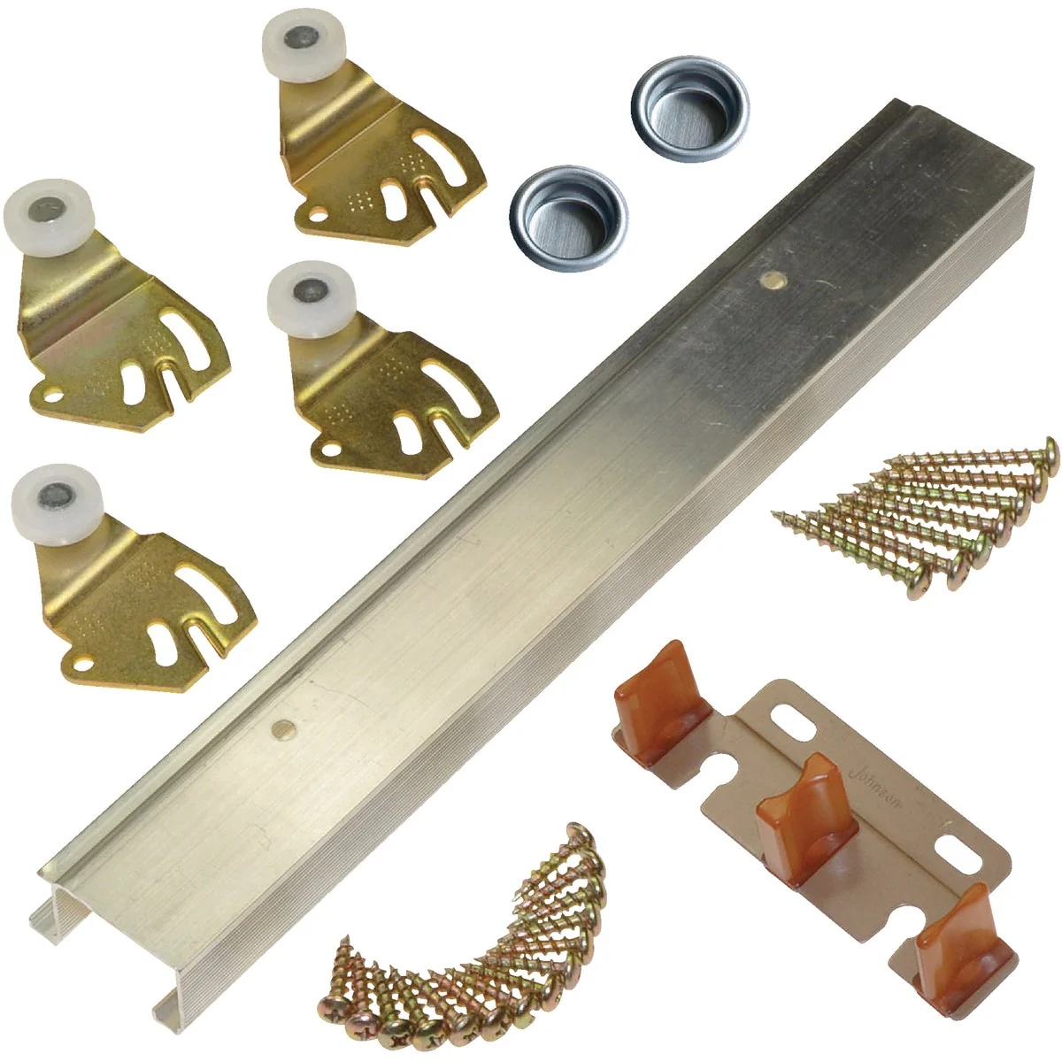 Practical Johnson Aluminum 72 In. Bypass Door Hardware Set Lightweight