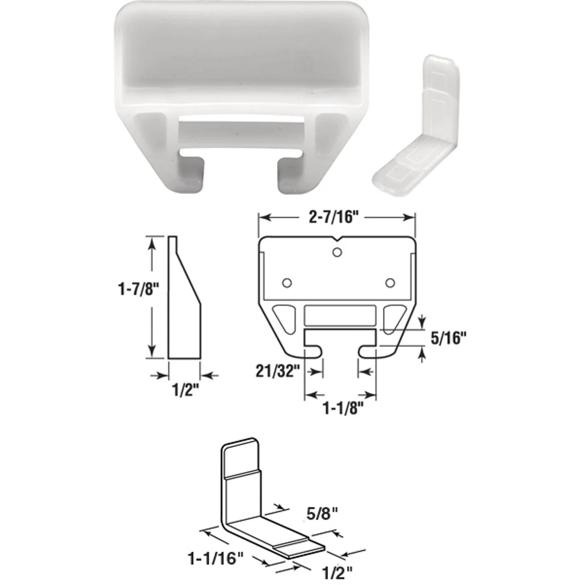 Contemporary Prime-Line Nylon White Track Guide for 5 16 In. x 1-1 8 In. Track 2-Count Versatile