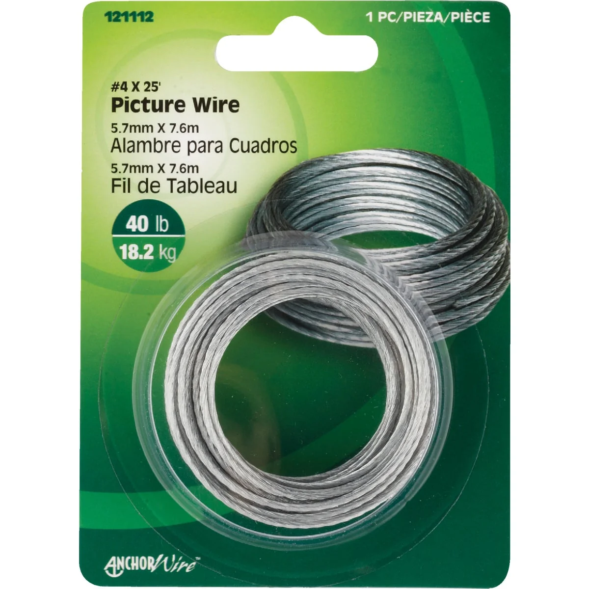 Premium Material Hillman Anchor Wire 40 Lb. Capacity 25 Ft. Picture Wire Certified