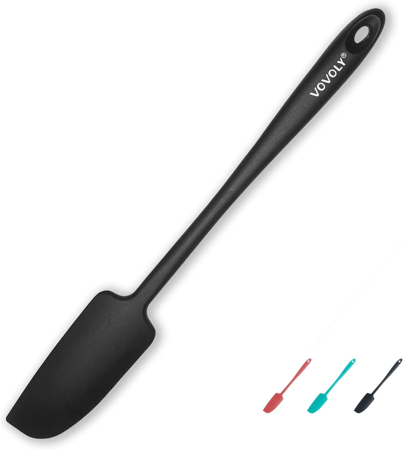 High-Quality Silicone Jar Spatula Small Rubber Scraper Spatulas Silicone Heat Resistant Seamless Non StIck Cookware 11.2 Inch Black. Secure
