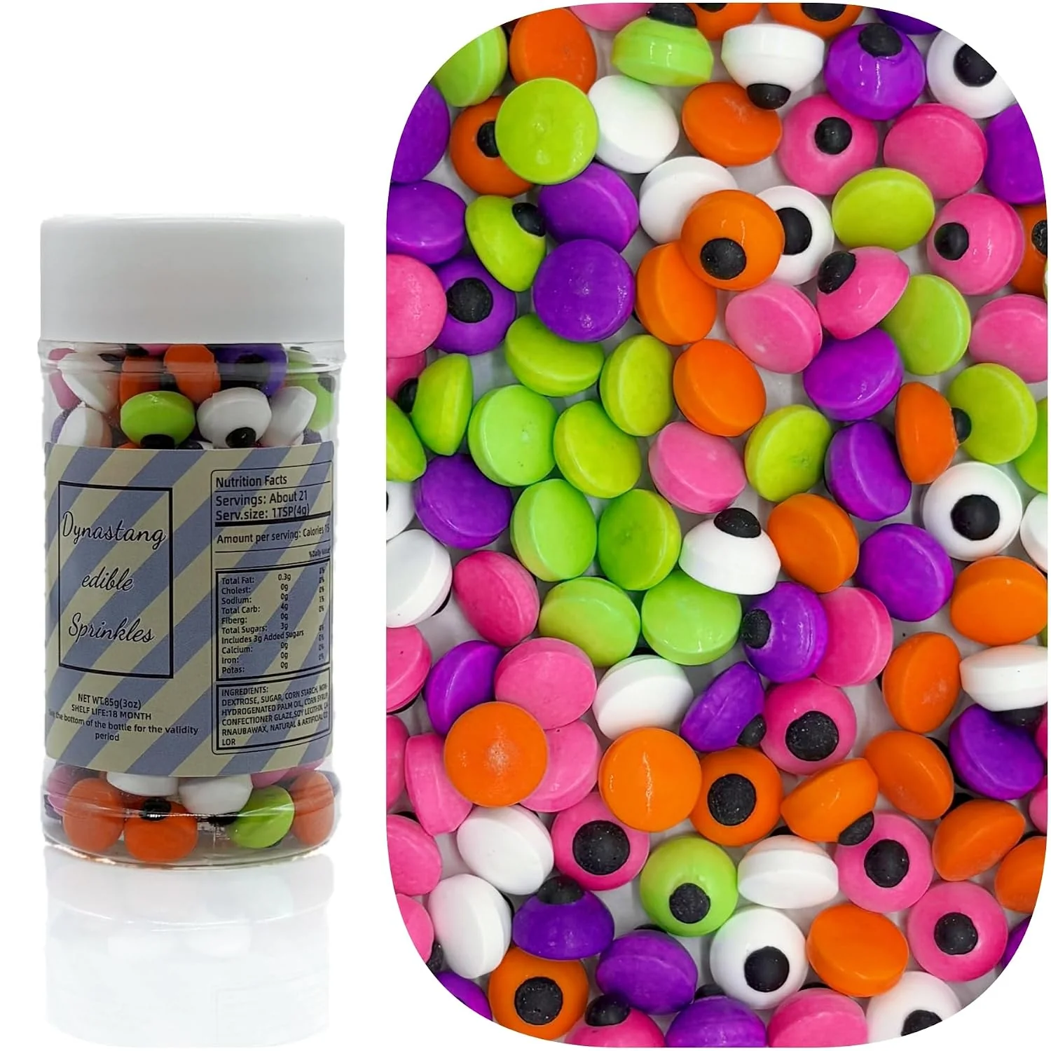 Durable Dynastang Mixed Colour Eyes Sprinkles Halloween Edible Eyes Cake Decoration Cupcake Toppers Cookie Decorating for Cakes Cupcakes Desserts Toppings 3OZ Recyclable