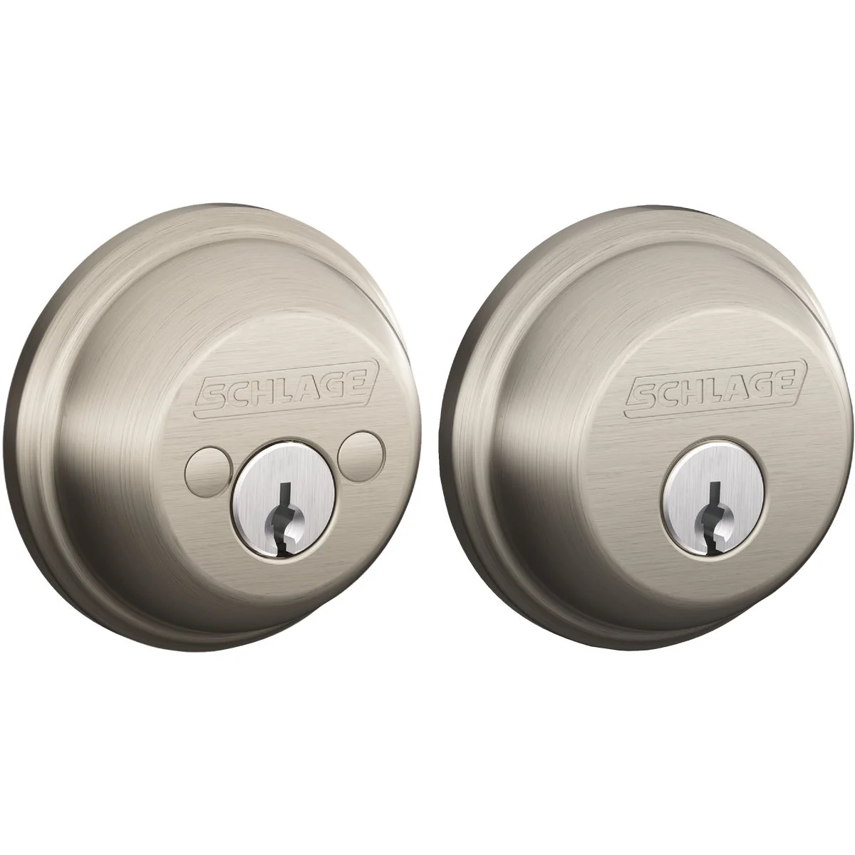 Recyclable Schlage B-Series Satin Nickel Double Cylinder Deadbolt Luxury