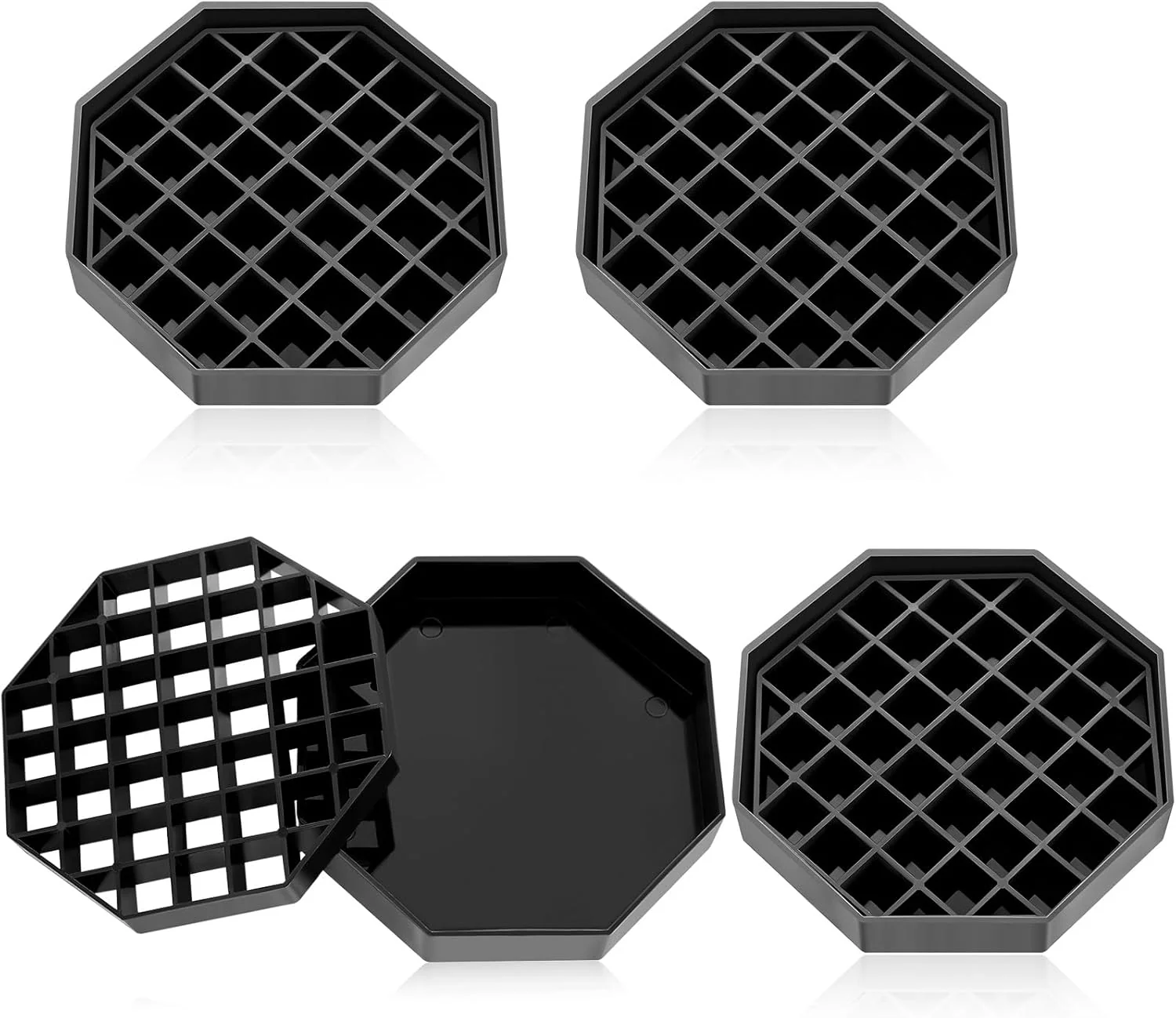 Excellent Suclain 4 Pcs 4 Inch Coffee Drip Tray Black Plastic Octagon Coffee Countertop Drip Coaster with Honeycomb Grid for Drink Tea Wine Beverage Dispenser Carefully Designed