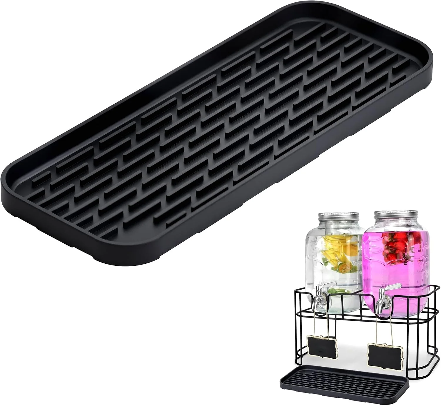 Environmentally Friendly Drip Tray for Drink Dispenser 1 Pack Rimmed Silicone Tray Mat for DD amp HAPP Drip Catcher for Beverage Dispenser Non-Slip Base Catches Drips amp Spills Protects Countertops No Water Stains Superior