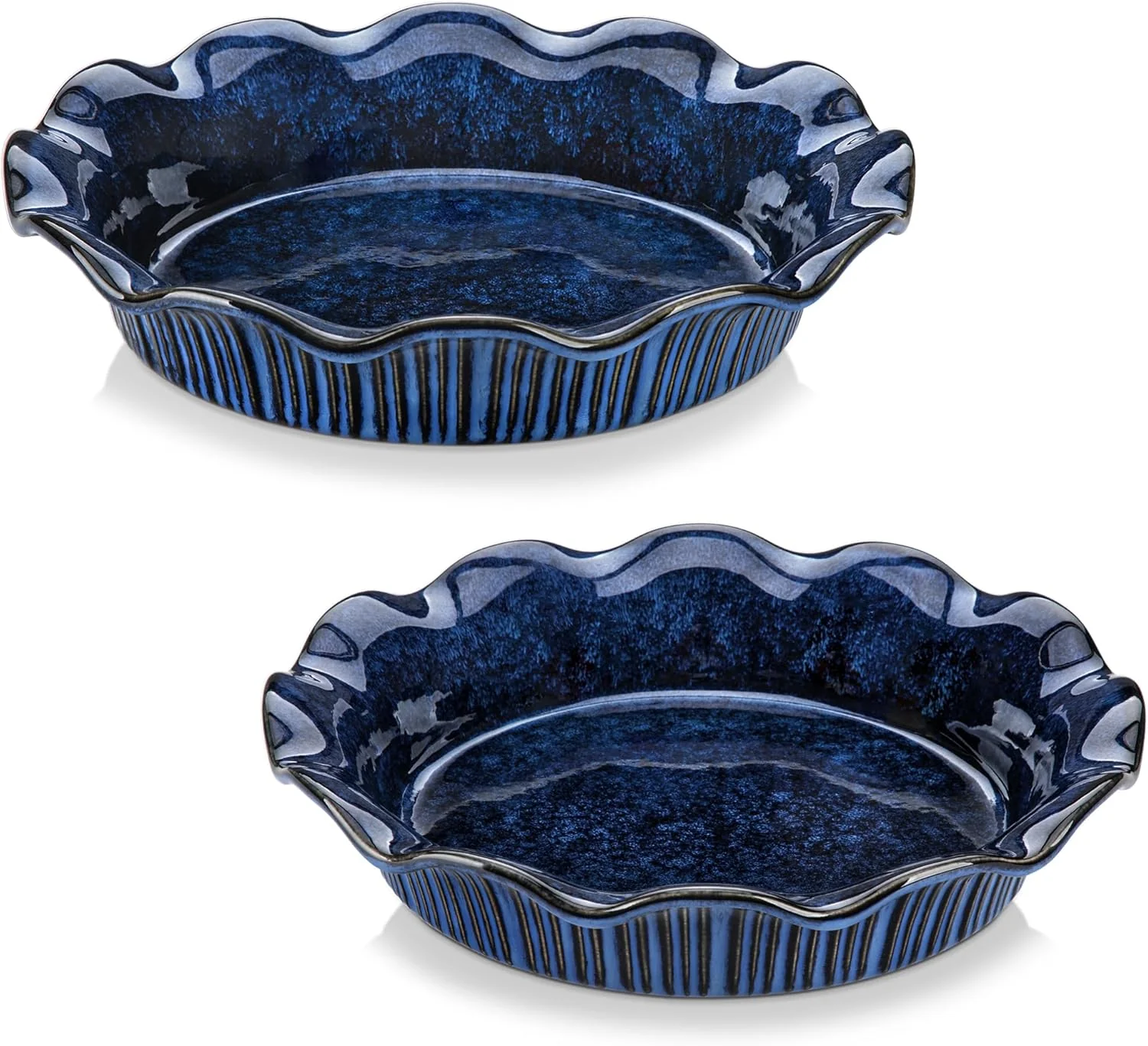 Advanced vancasso Stern Ceramic Pie Pan 9 inch Pie Pans with Ruffled Edge Deep Pie Dishes for Baking Round Pie Plates for Apple Quiche Pot Pies Tart Functional