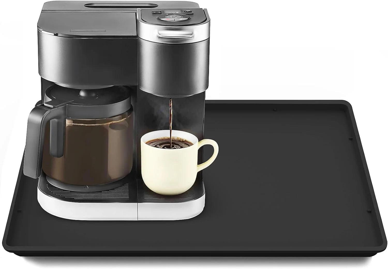Consistent Tohonfoo Silicone Coffee Maker Mat with Lip 19.7'' x 15'' Heavy Duty Coffee Maker Mat for Countertops Comfortable