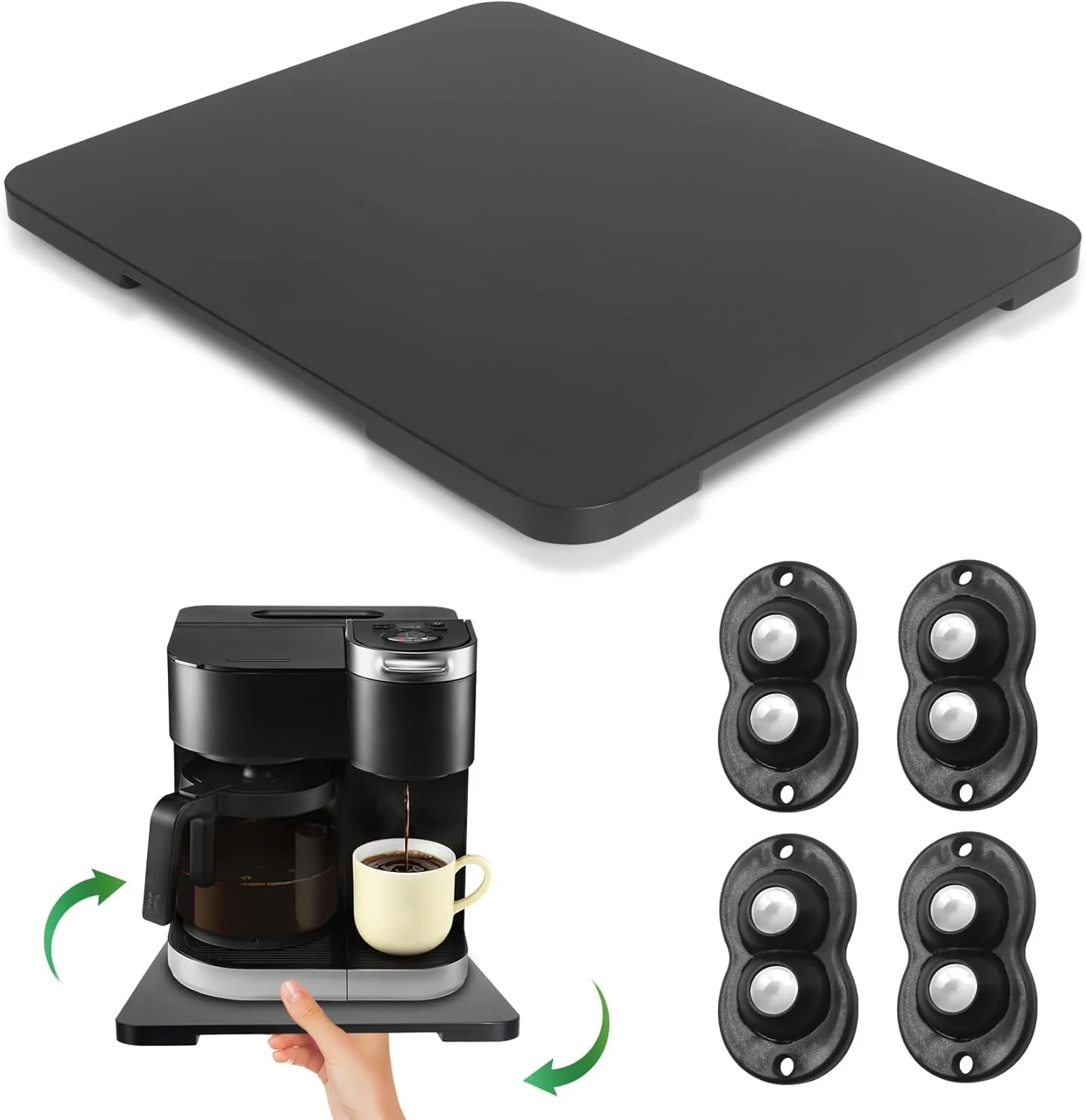 Innovative Appliance Slider 360° Rolling Tray for Coffee Maker Bamboo Coffee Pot Slider Tray Countertop Rotation Sliding Tray with Wheels Exclusive