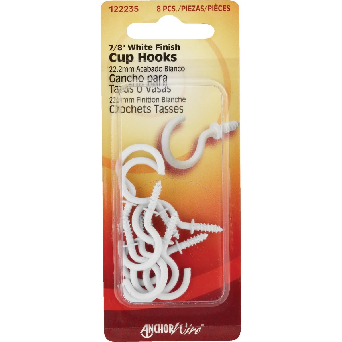 Environmentally Friendly Hillman 7 8 In. White Anchor Wire Cup Hook 8 Count Selected